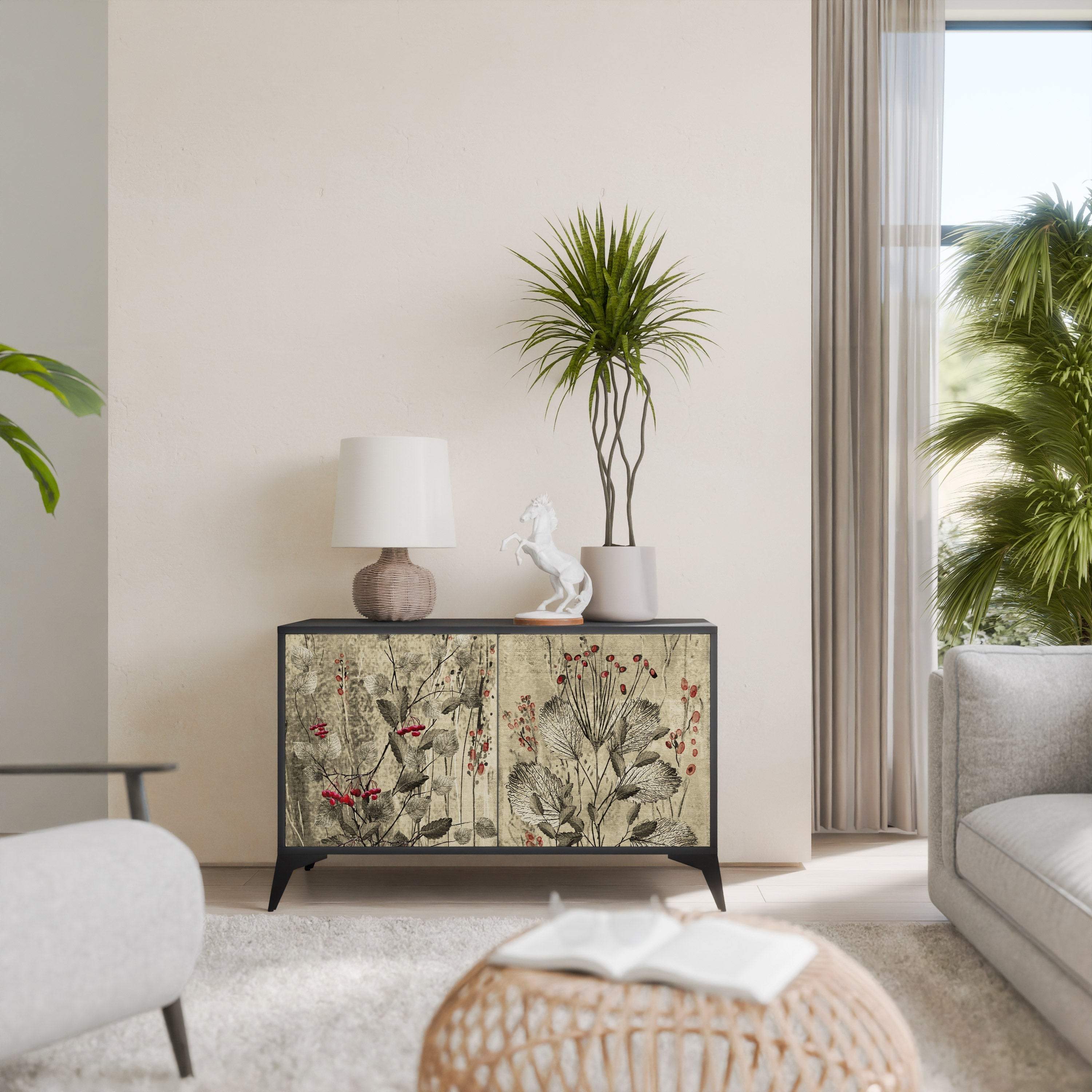 Buffet 2 portes HERBAL GRACE finition noire