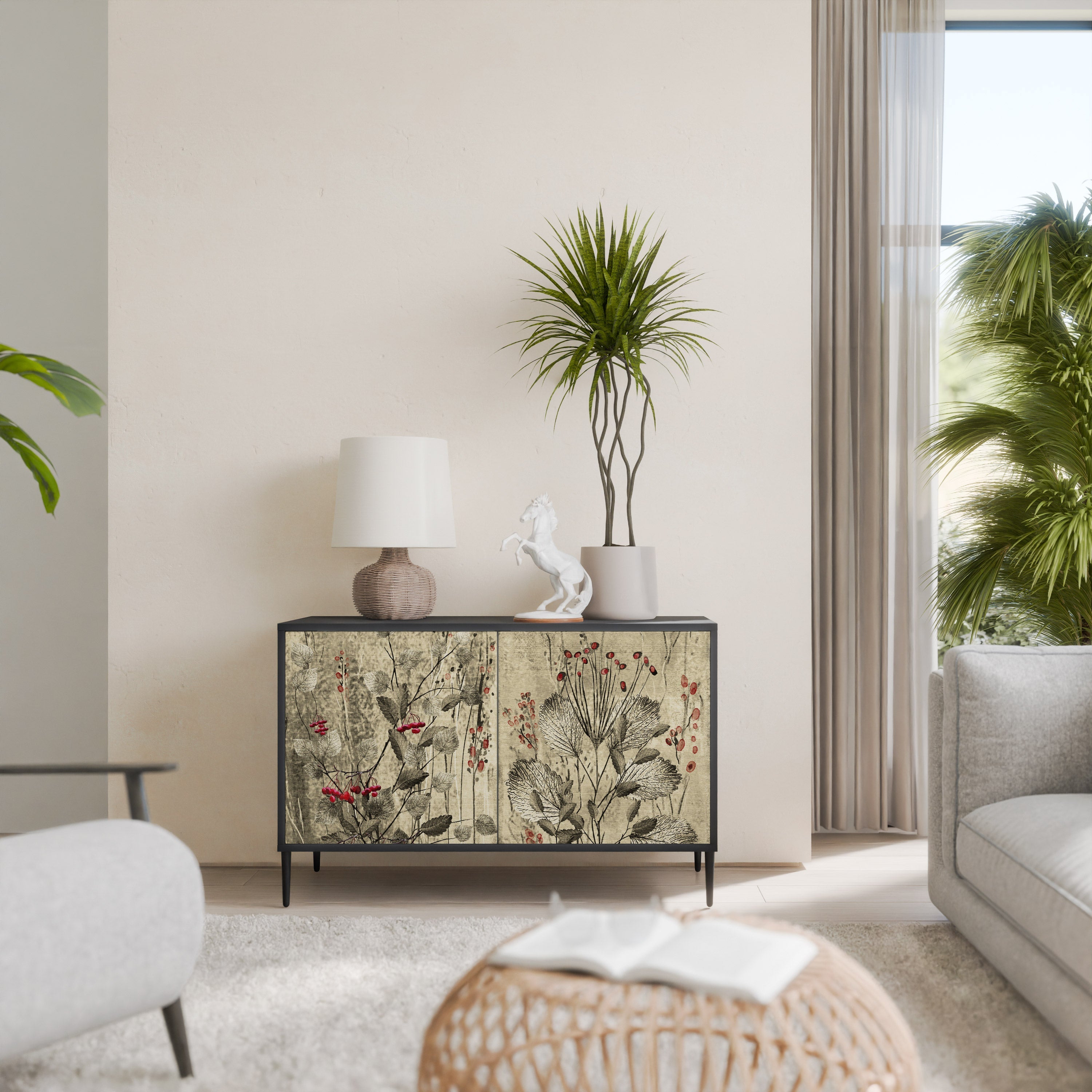 Buffet 2 portes HERBAL GRACE finition noire