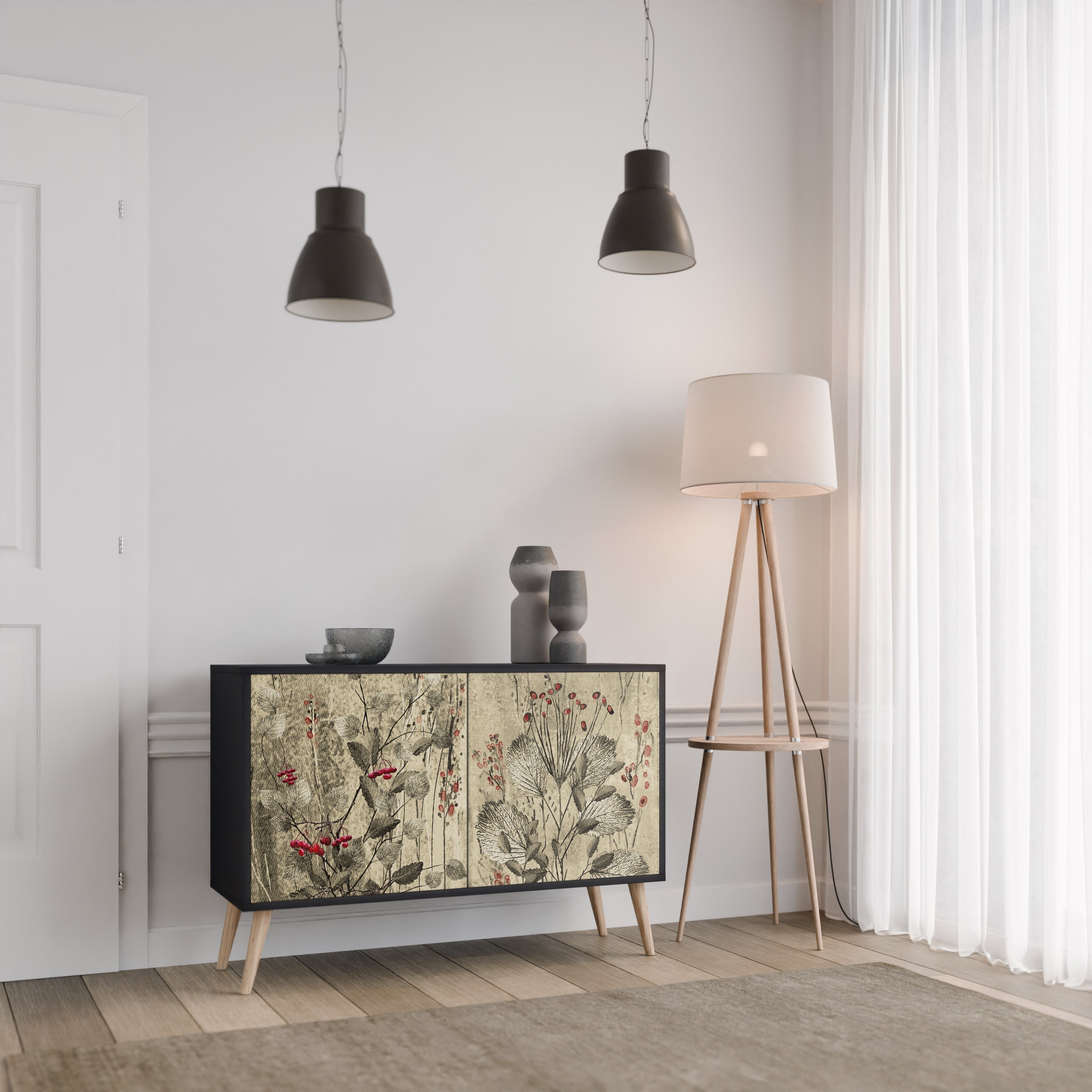 Buffet 2 portes HERBAL GRACE finition noire