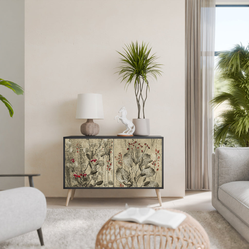 Buffet 2 portes HERBAL GRACE finition noire