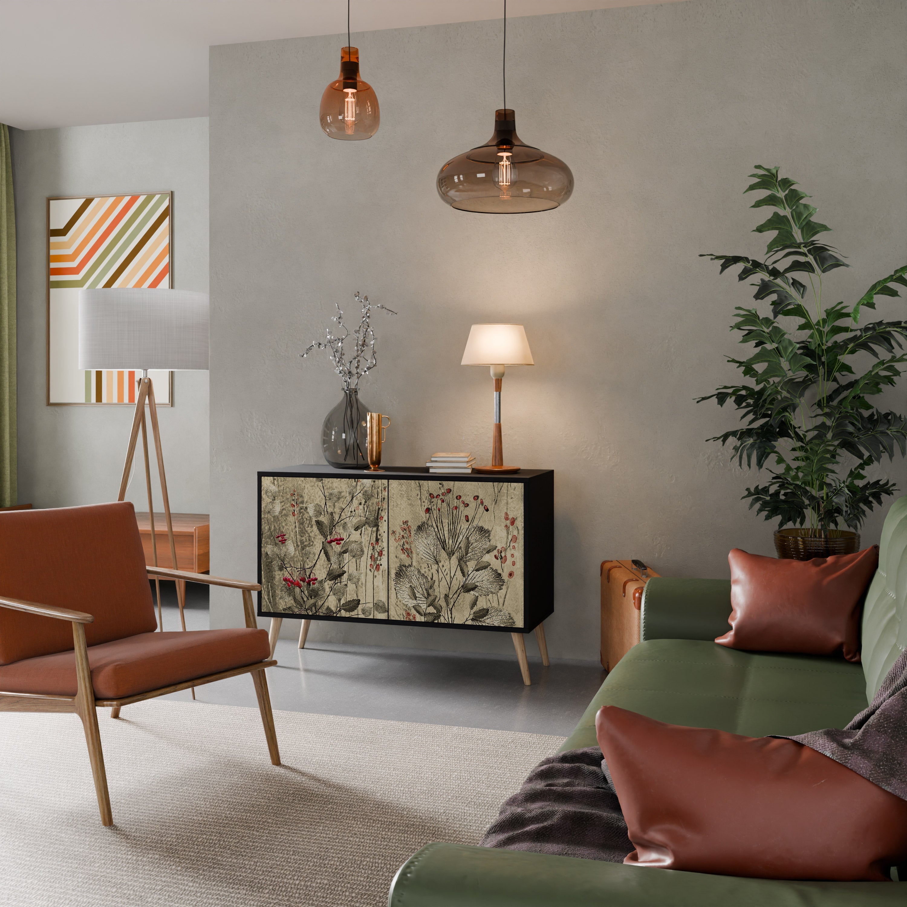 Buffet 2 portes HERBAL GRACE finition noire