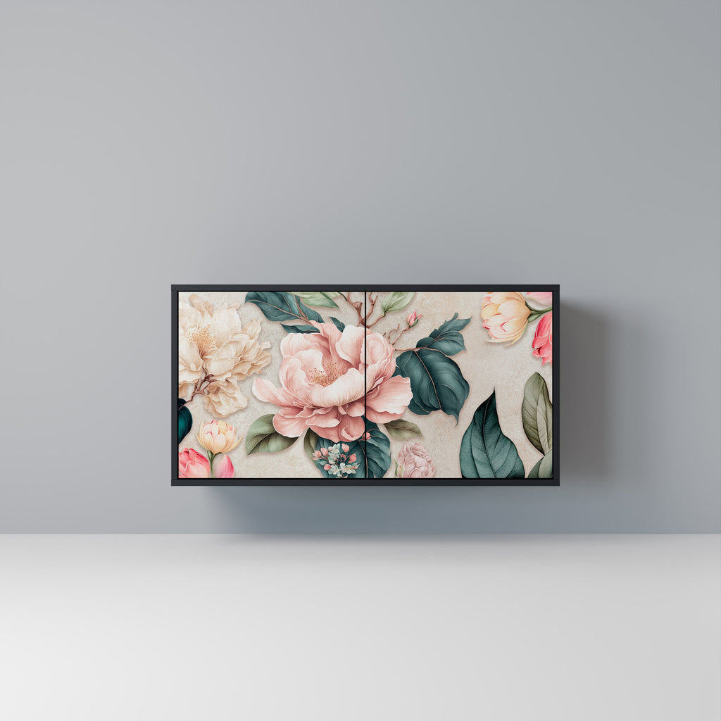 Buffet 2 portes FLORAL GRACE finition noire