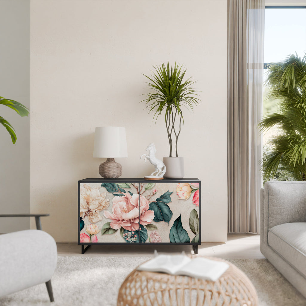 Buffet 2 portes FLORAL GRACE finition noire