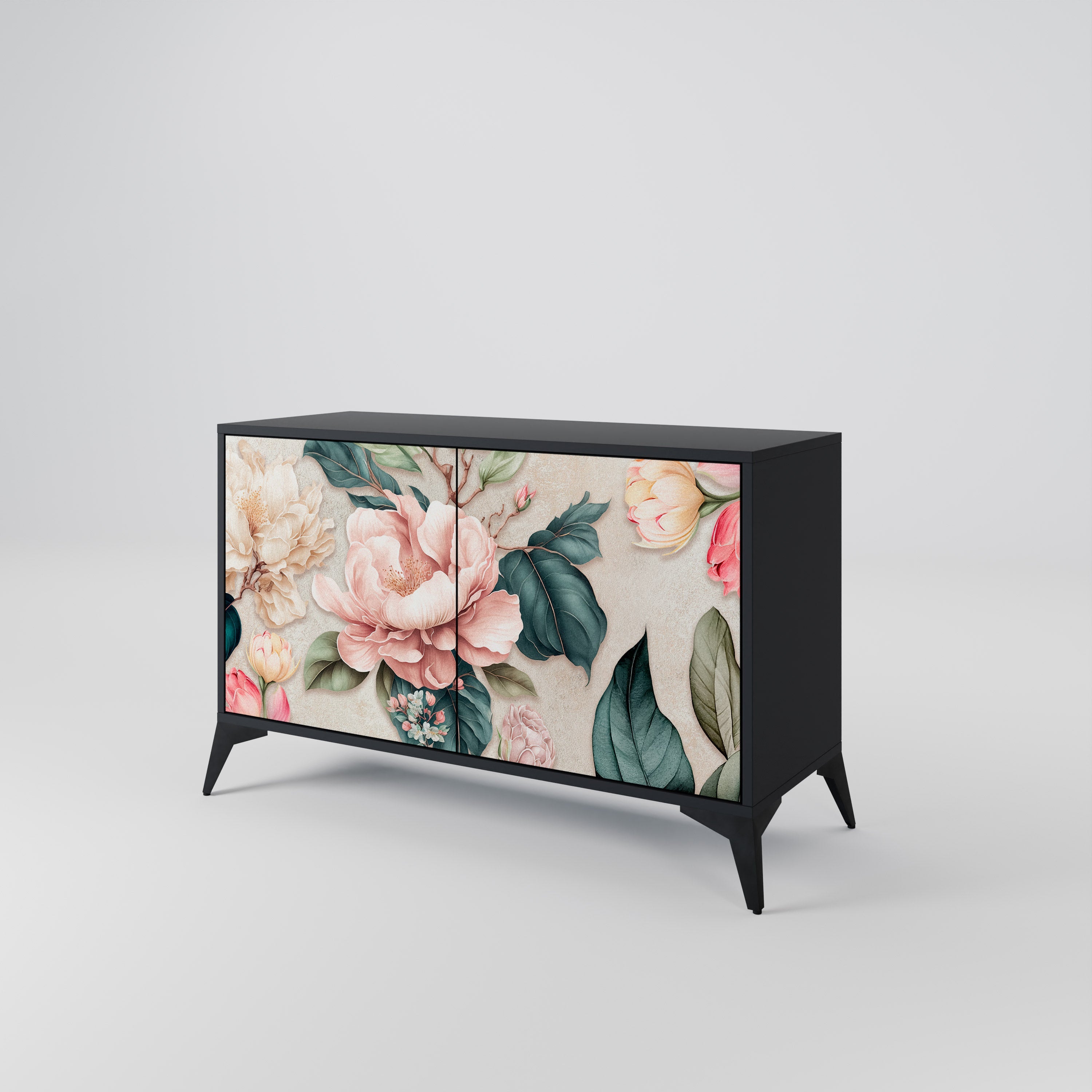 Buffet 2 portes FLORAL GRACE finition noire