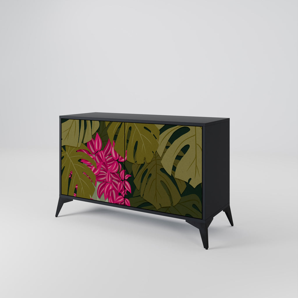 Buffet 2 portes TROPICAL BEAUTY en finition noire