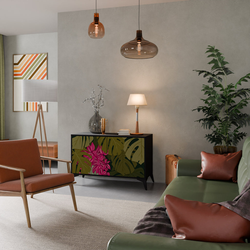 Buffet 2 portes TROPICAL BEAUTY en finition noire