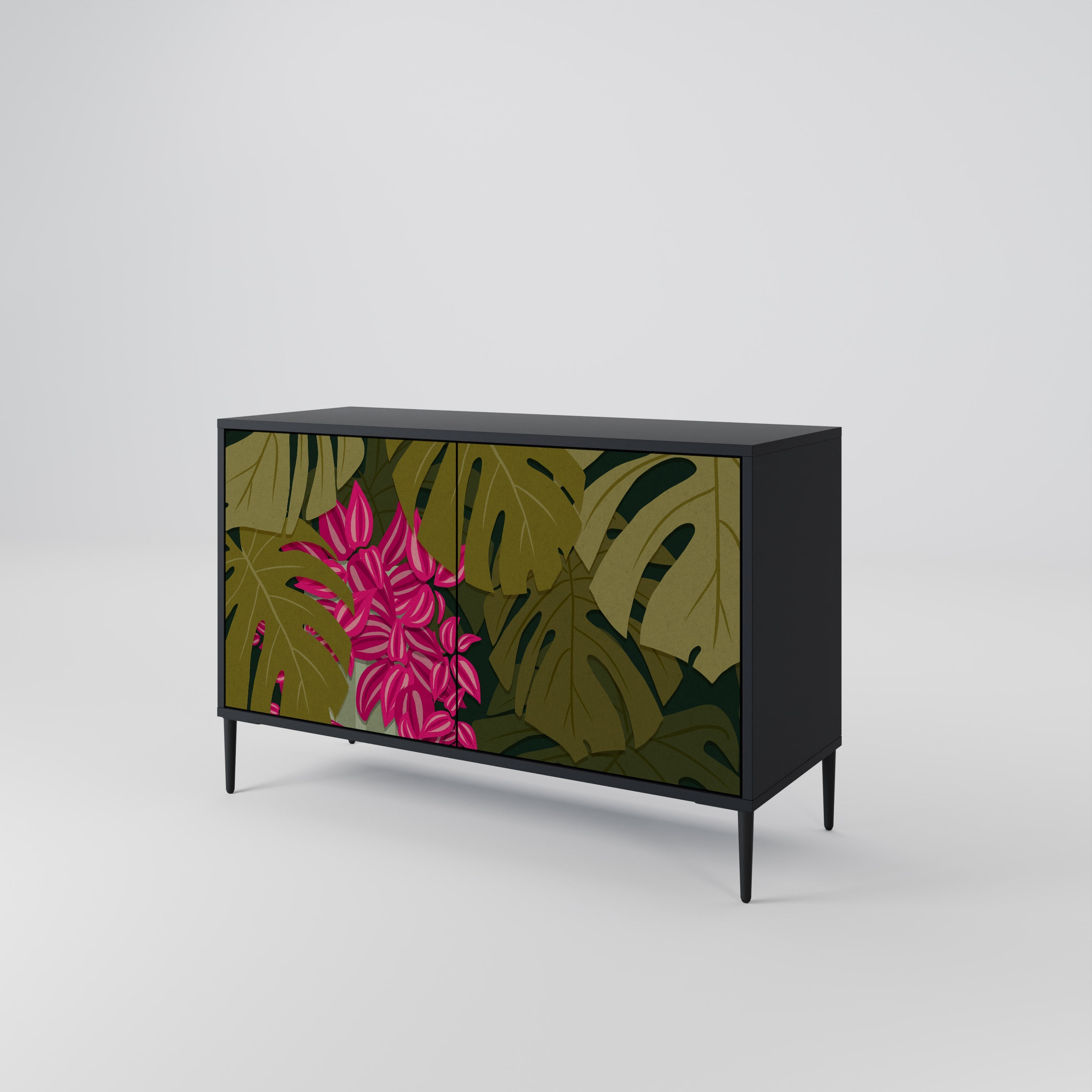 Buffet 2 portes TROPICAL BEAUTY en finition noire