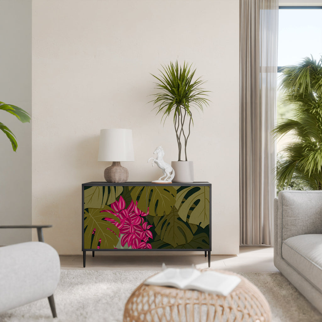 Buffet 2 portes TROPICAL BEAUTY en finition noire