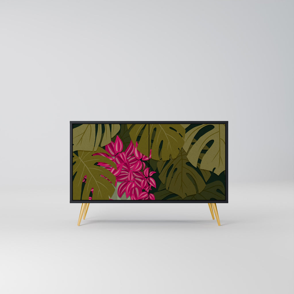 Buffet 2 portes TROPICAL BEAUTY en finition noire