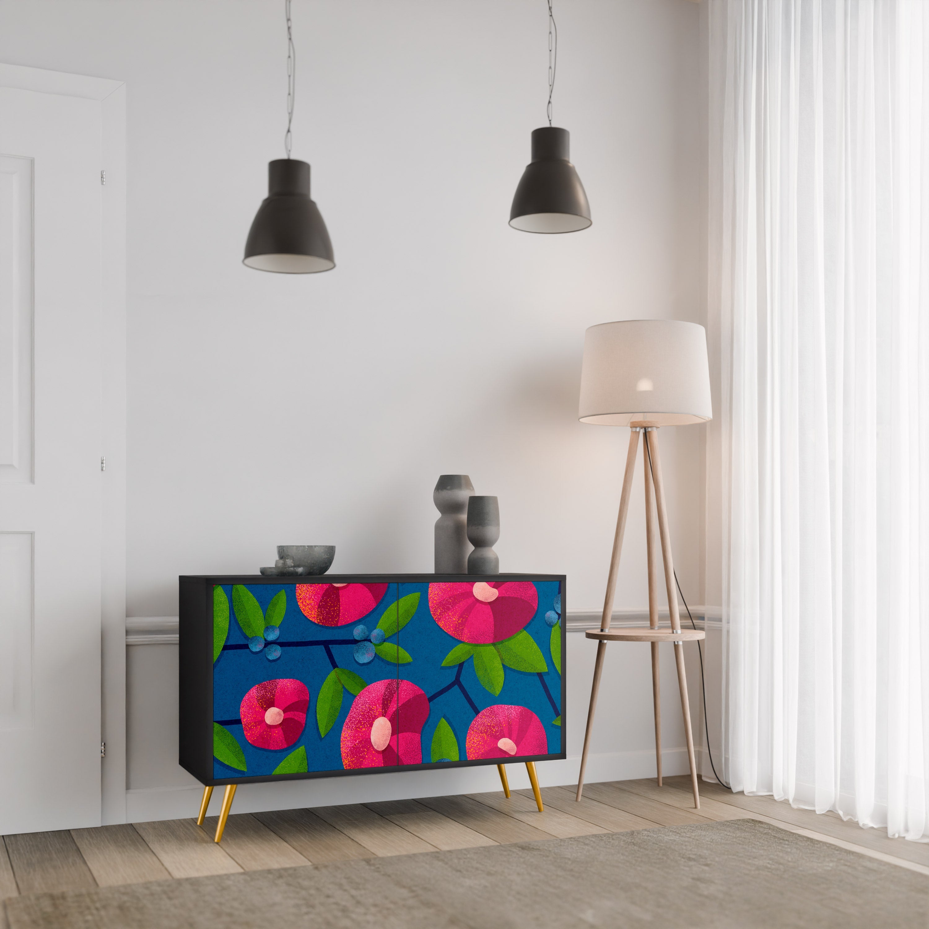 Buffet 2 portes SPRING THOUGHTS en finition noire