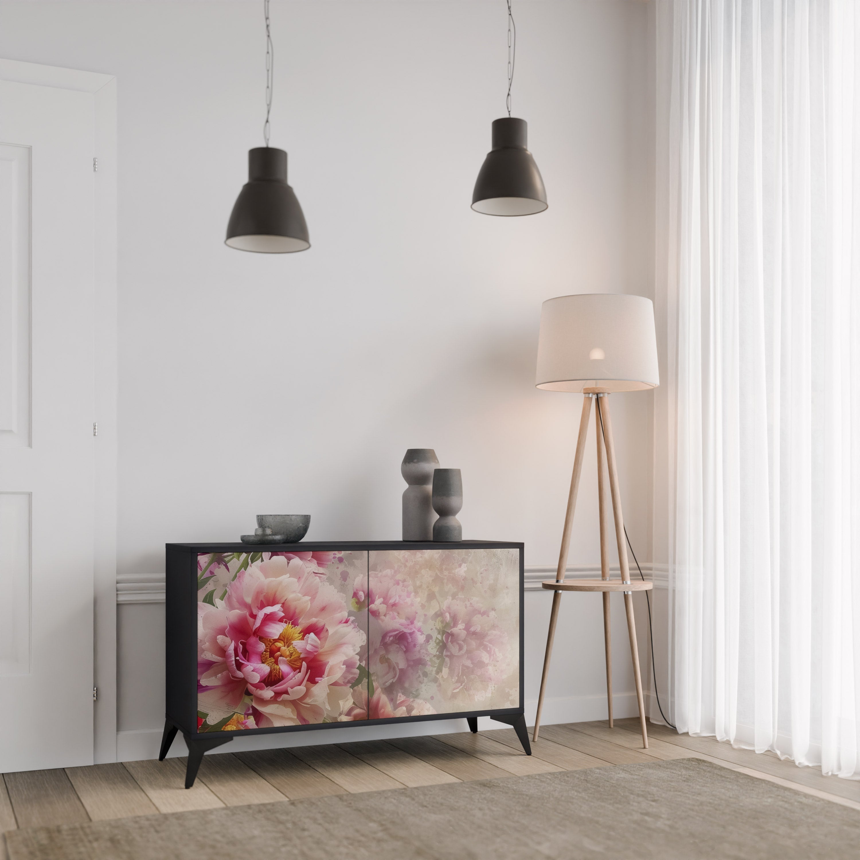 Buffet 2 portes PEONY WHISPER finition noire