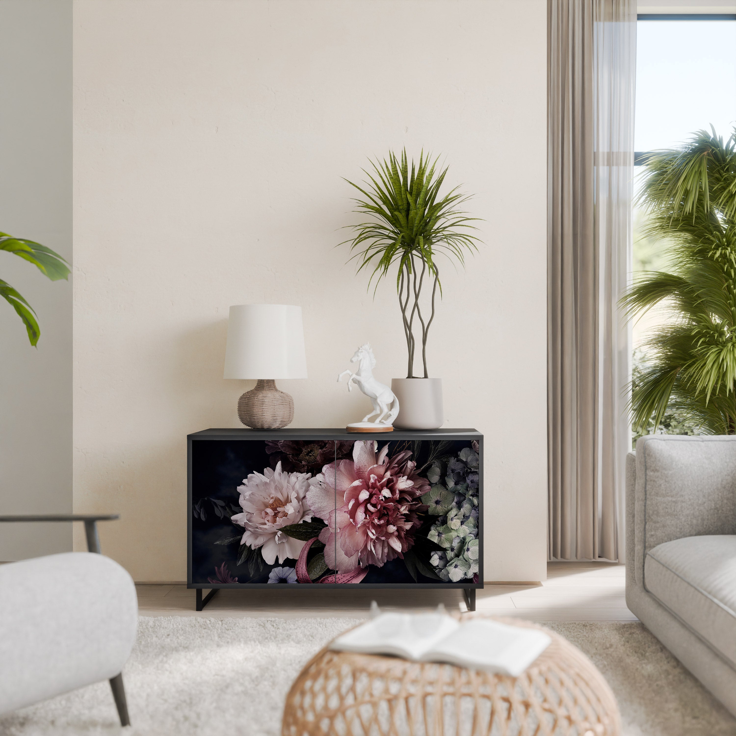 Buffet 2 portes PURE BLOSSOM finition noire