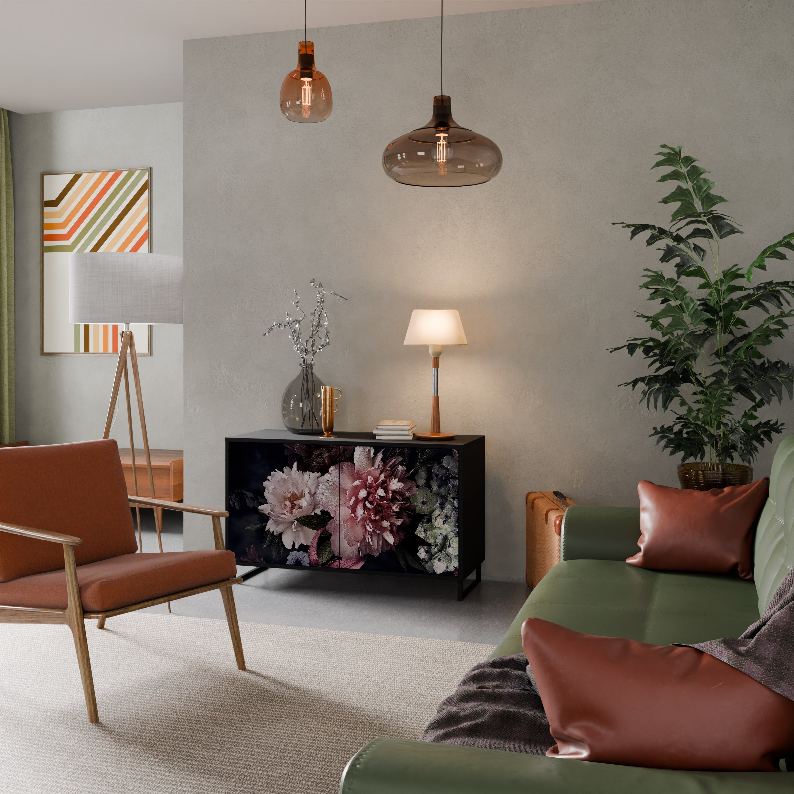 Buffet 2 portes PURE BLOSSOM finition noire