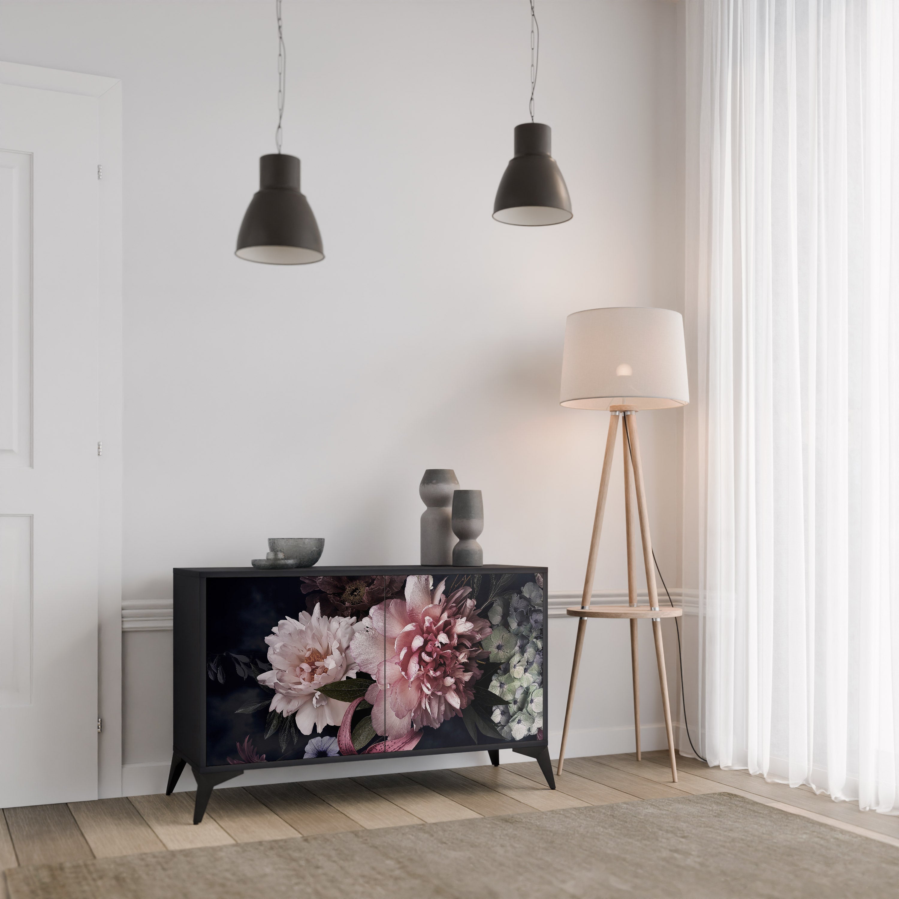 Buffet 2 portes PURE BLOSSOM finition noire