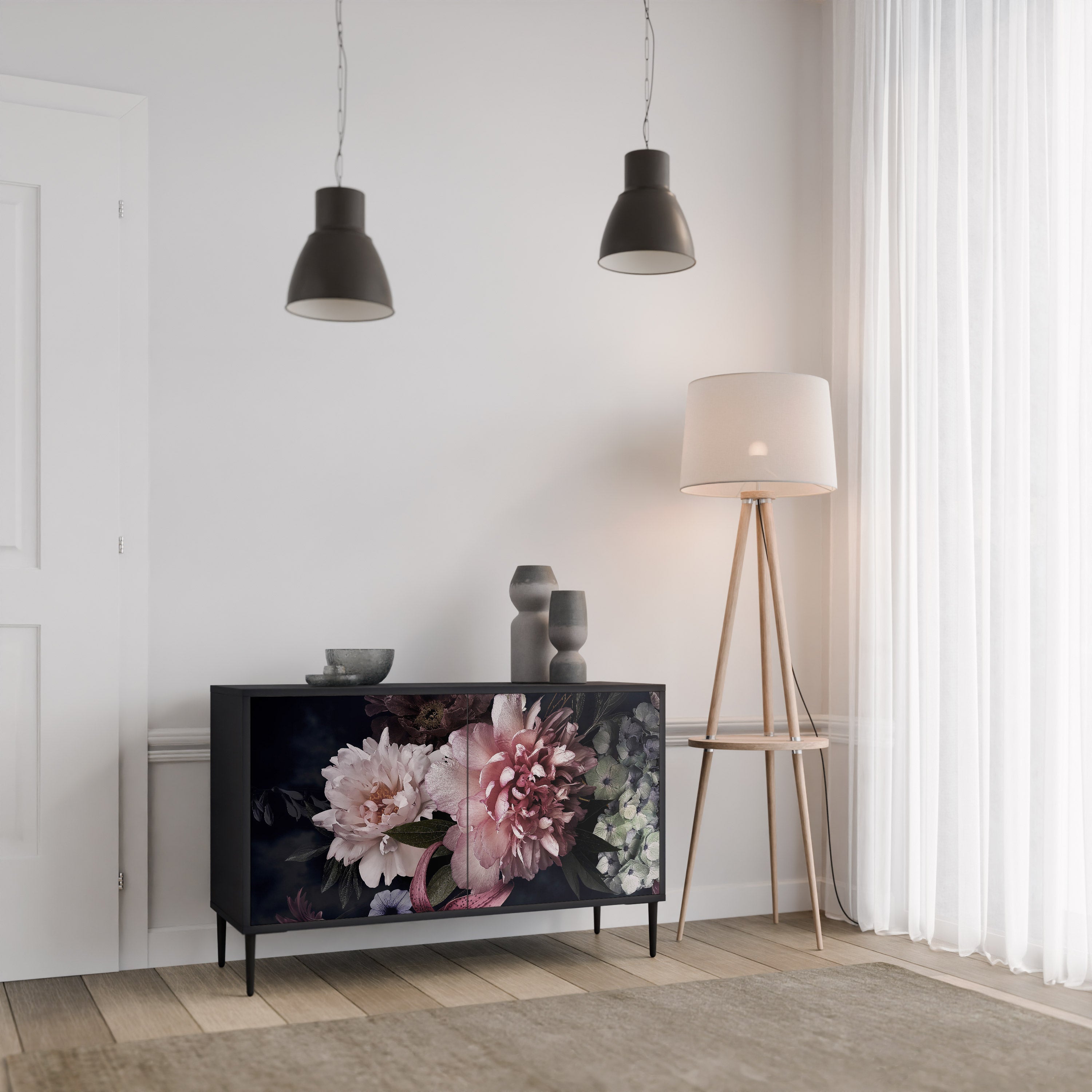 Buffet 2 portes PURE BLOSSOM finition noire