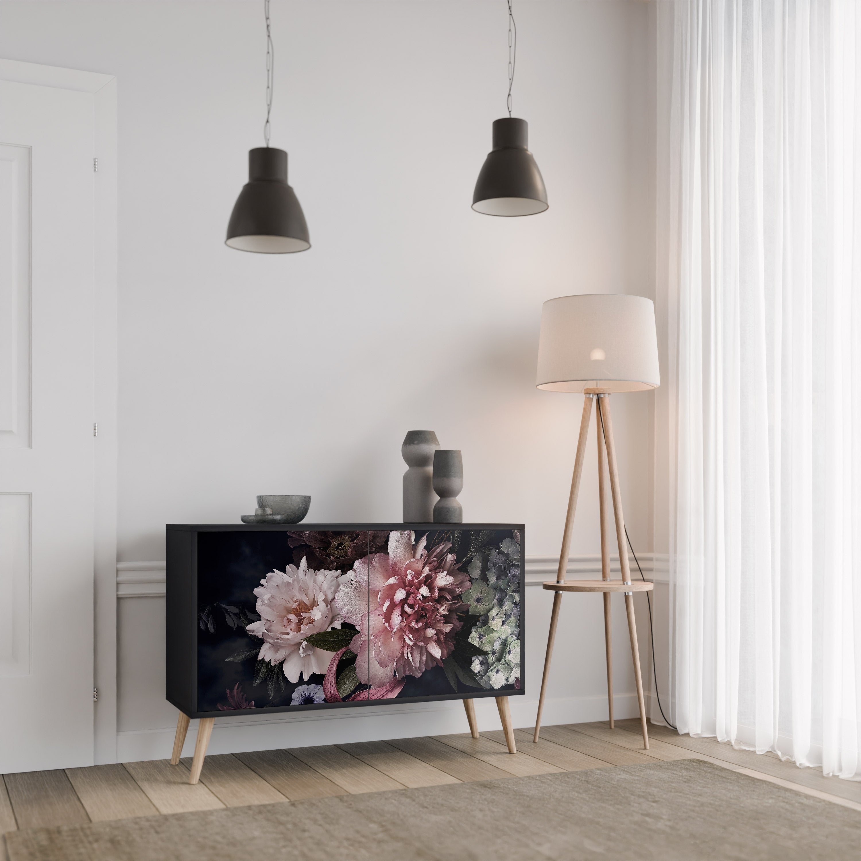 Buffet 2 portes PURE BLOSSOM finition noire