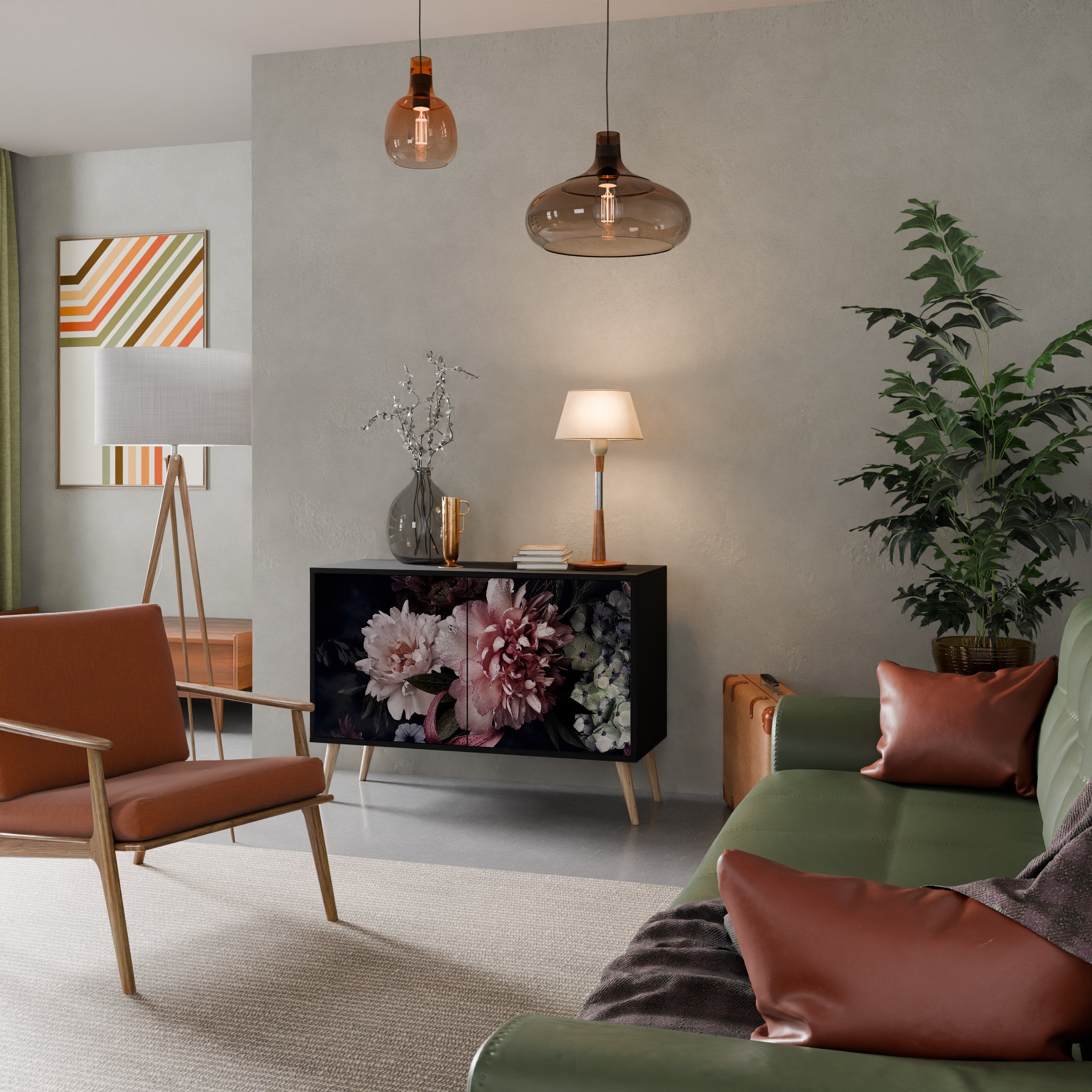 Buffet 2 portes PURE BLOSSOM finition noire