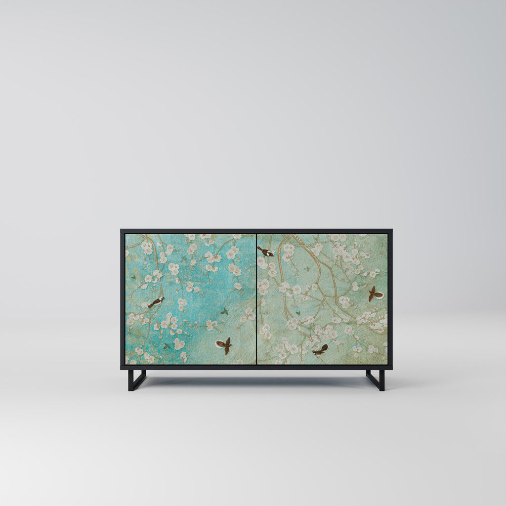 Buffet 2 portes BLOOMING CHARM en finition noire