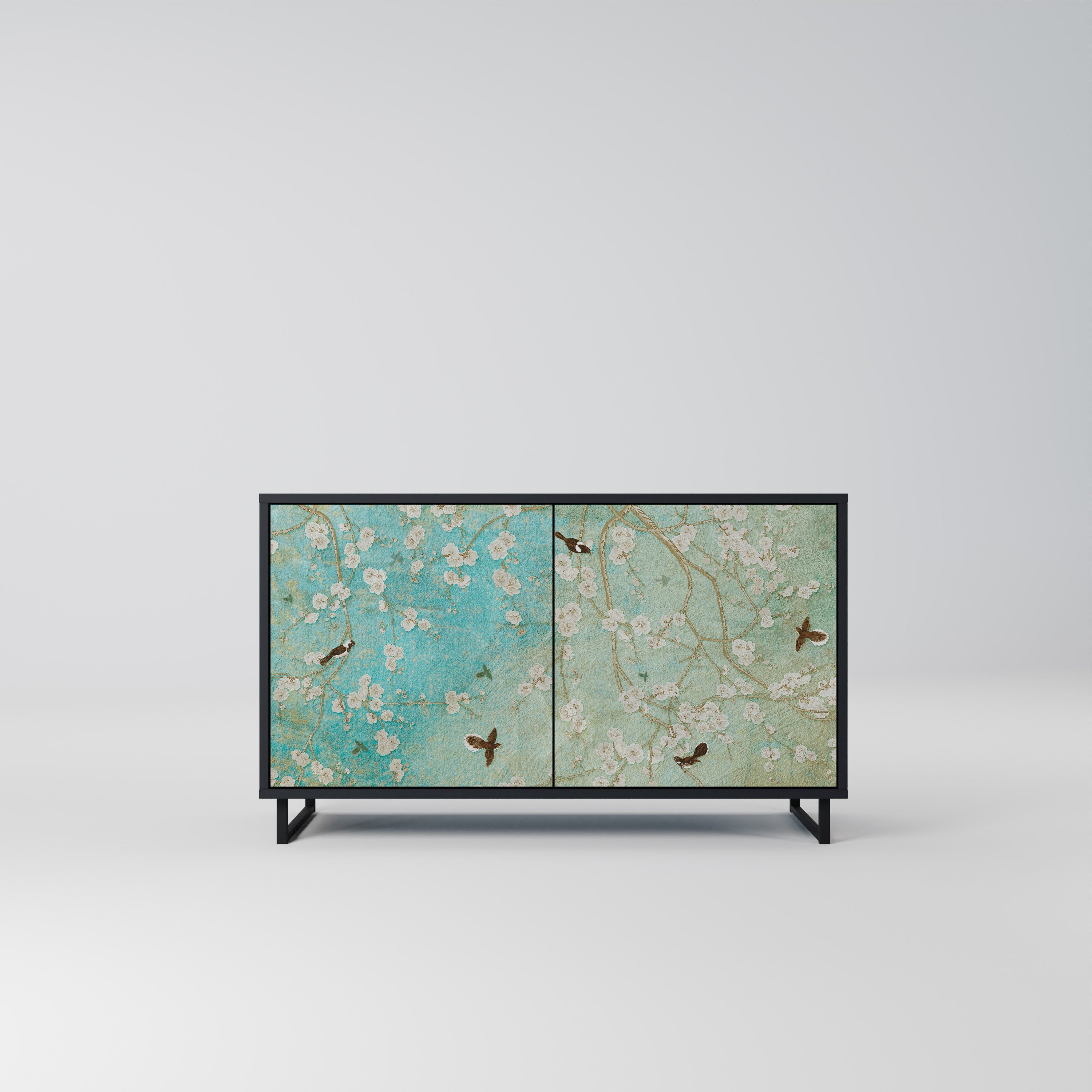 Buffet 2 portes BLOOMING CHARM en finition noire