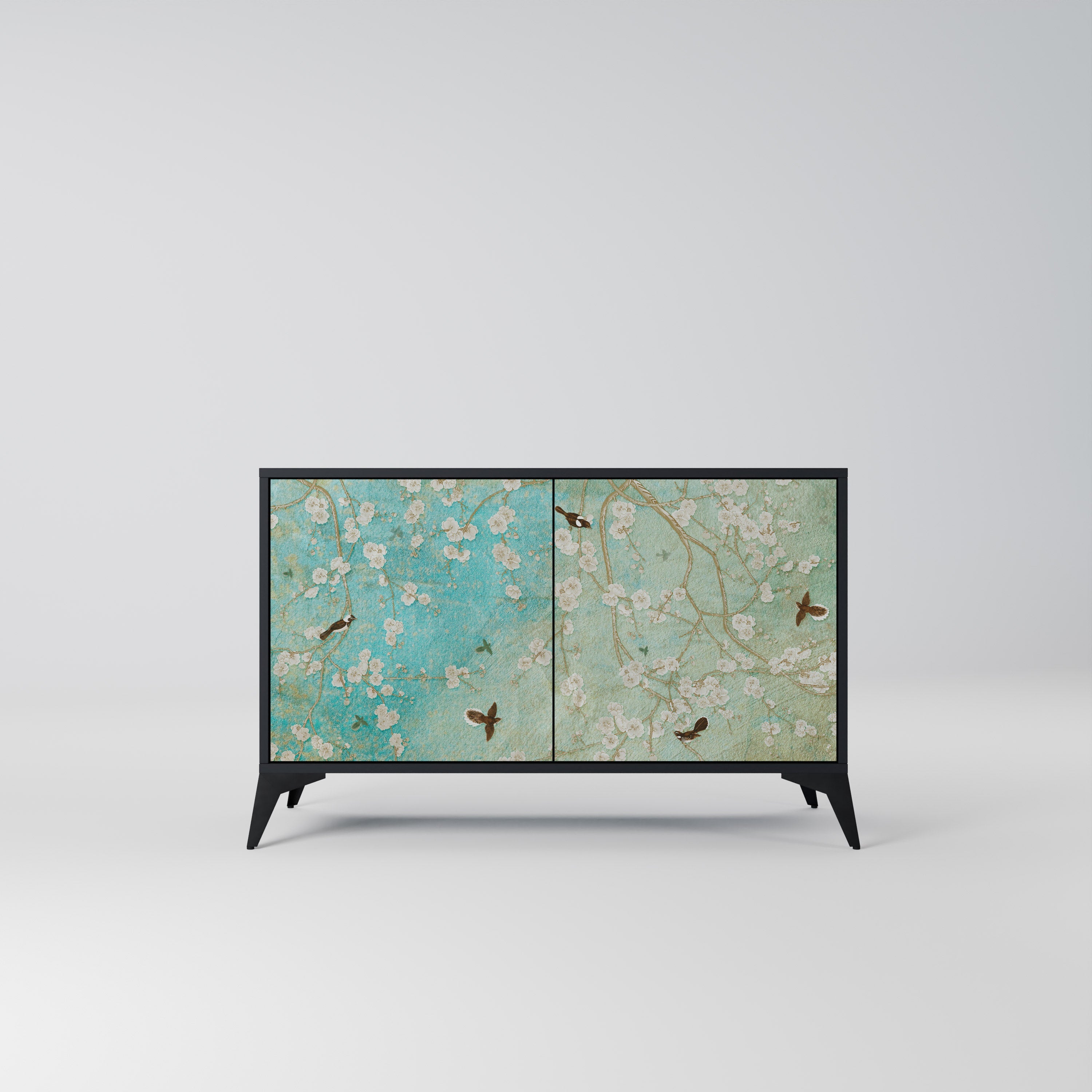 Buffet 2 portes BLOOMING CHARM en finition noire