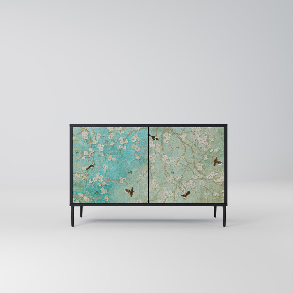 Buffet 2 portes BLOOMING CHARM en finition noire