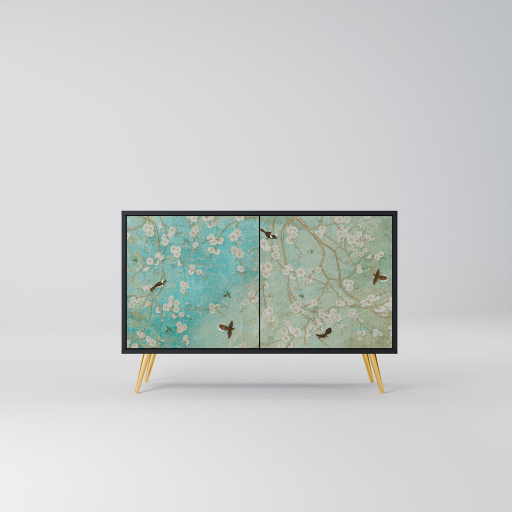 Buffet 2 portes BLOOMING CHARM en finition noire