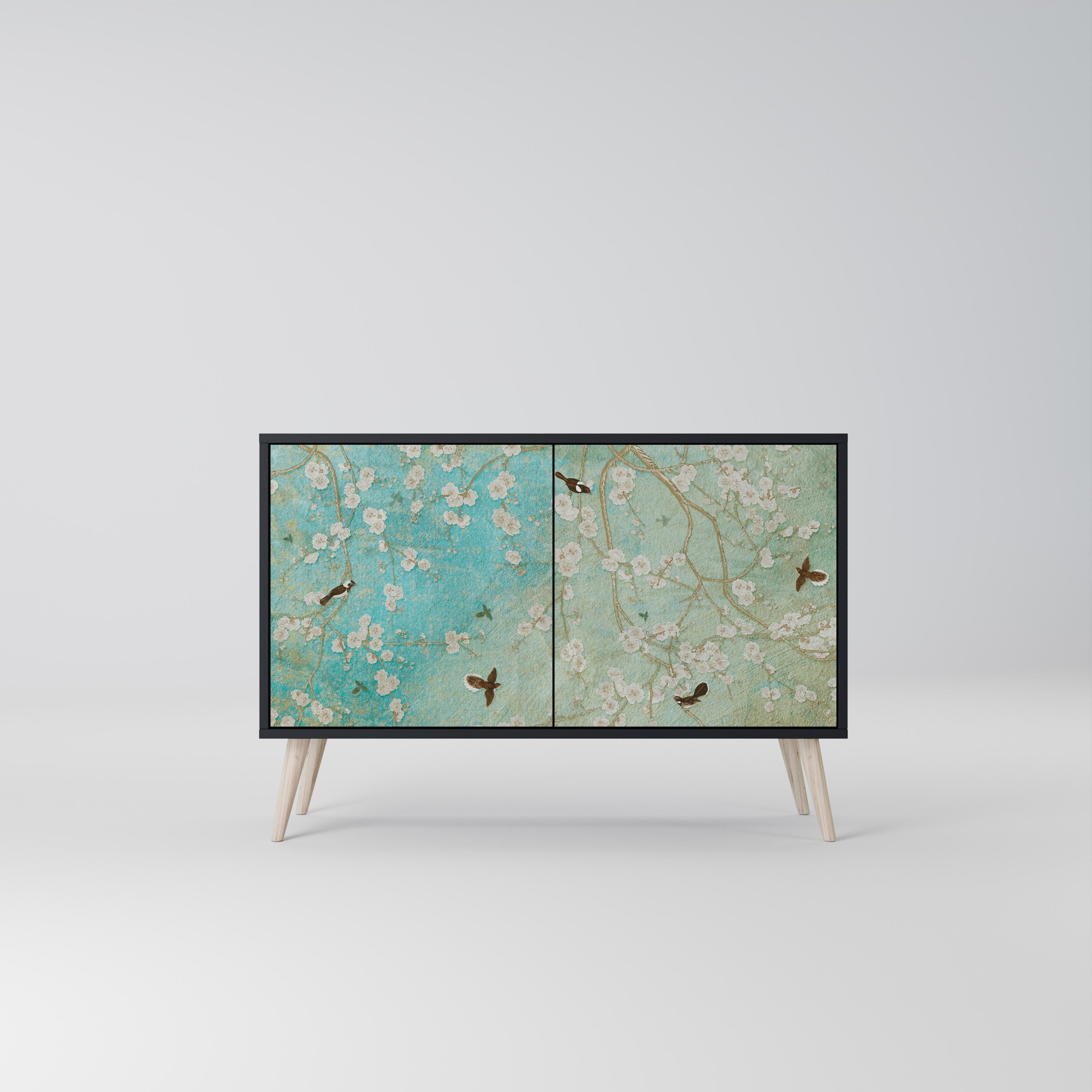 Buffet 2 portes BLOOMING CHARM en finition noire