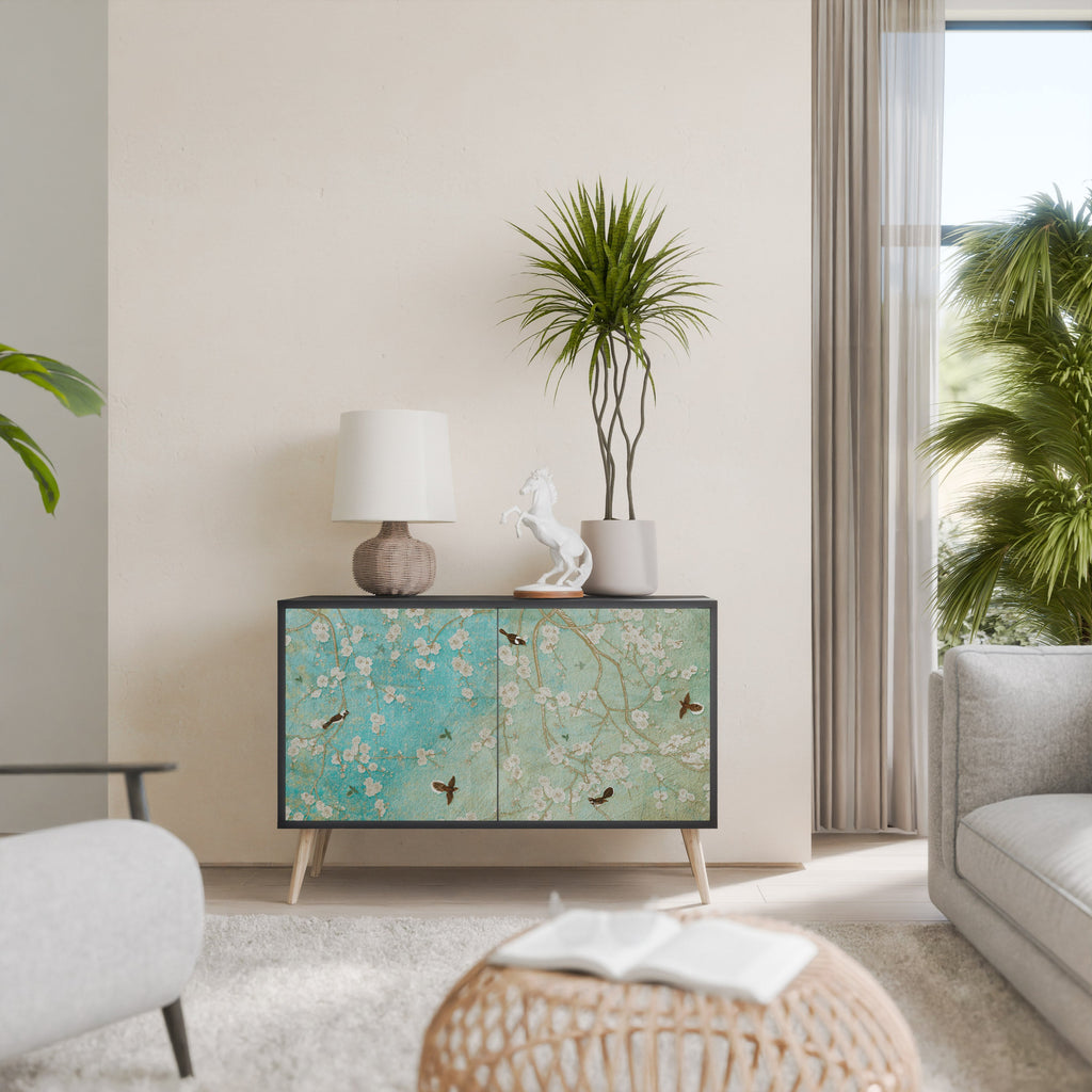 Buffet 2 portes BLOOMING CHARM en finition noire