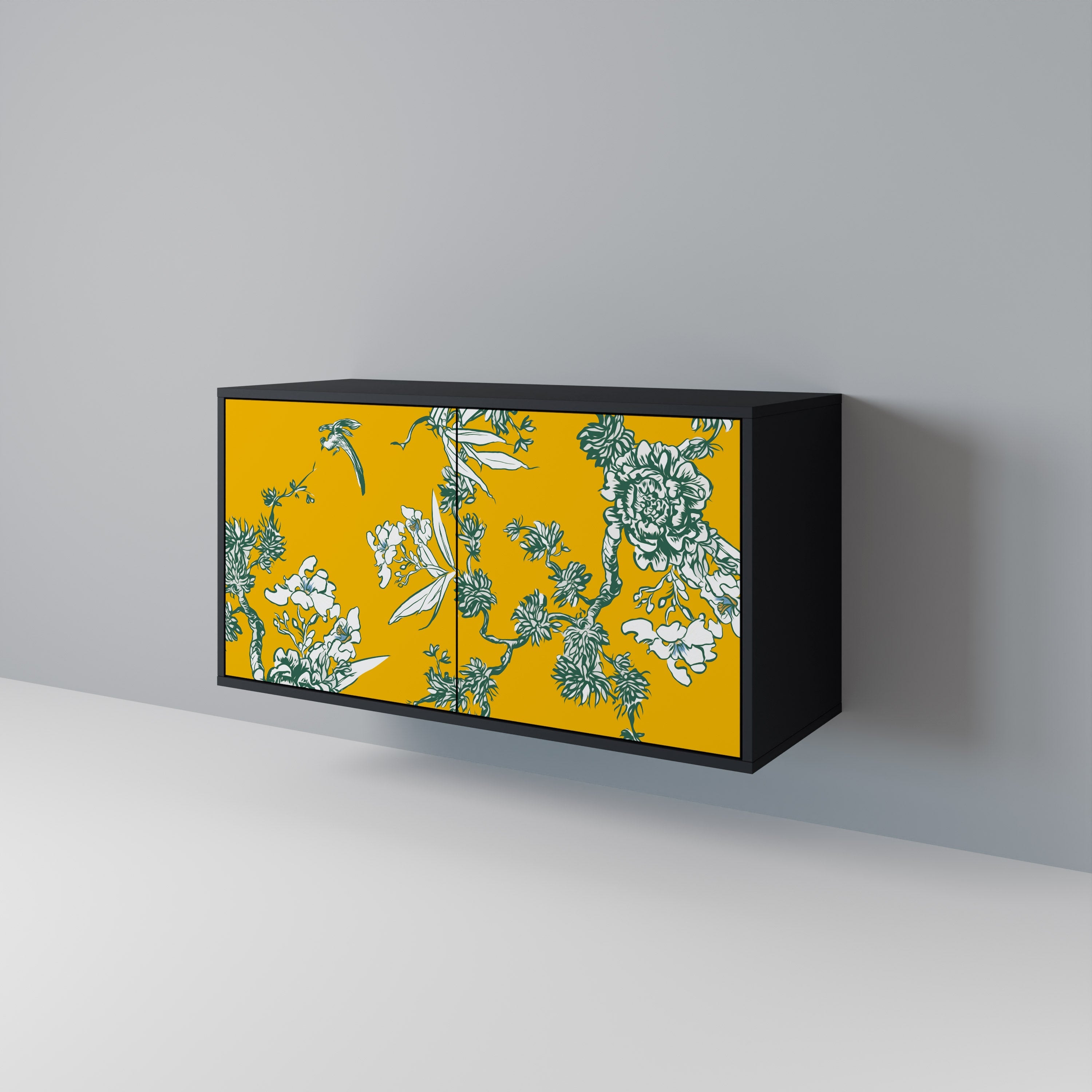Buffet 2 portes YELLOW CHINOISERIE en finition noire