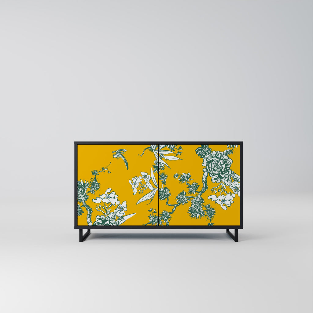 Buffet 2 portes YELLOW CHINOISERIE en finition noire