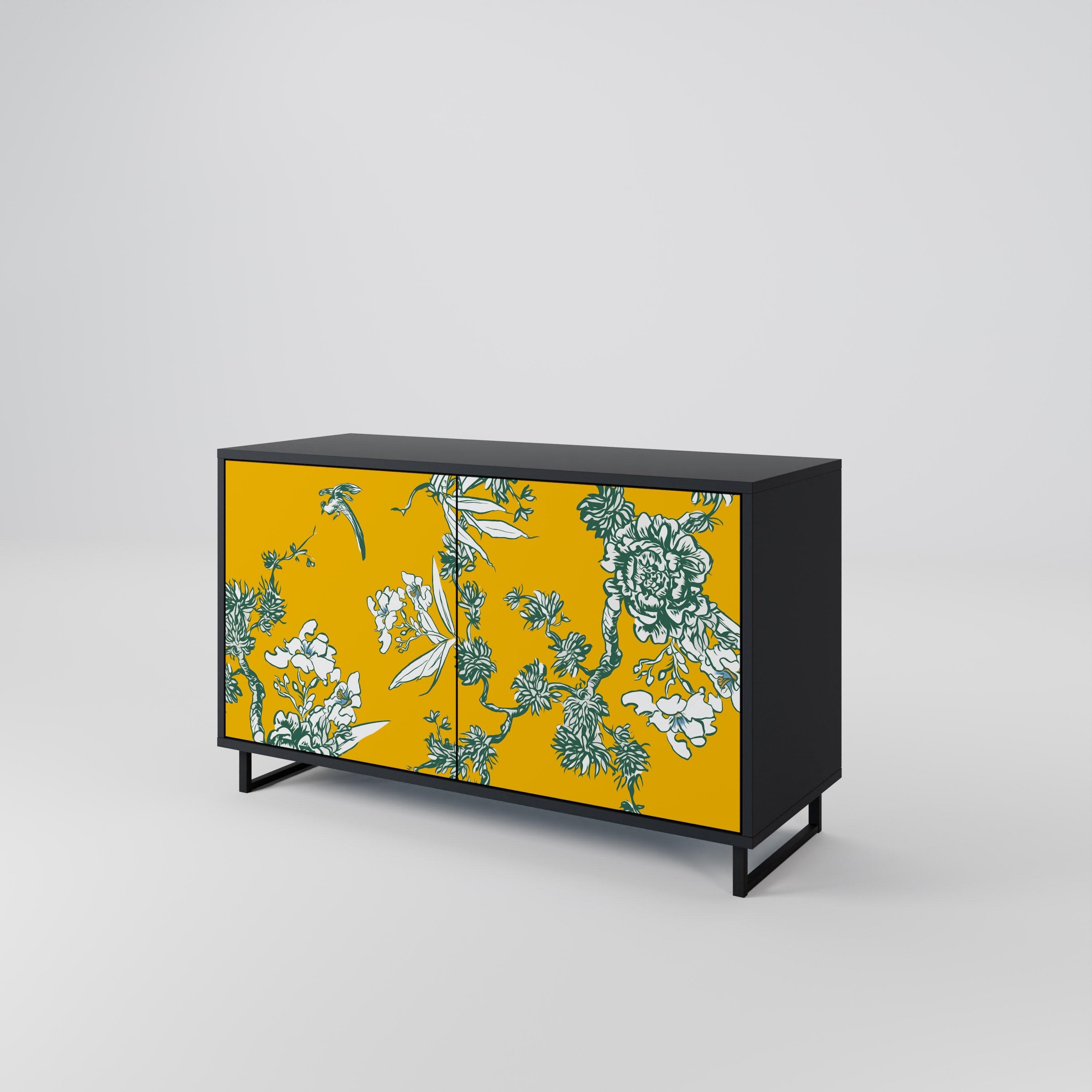 Buffet 2 portes YELLOW CHINOISERIE en finition noire