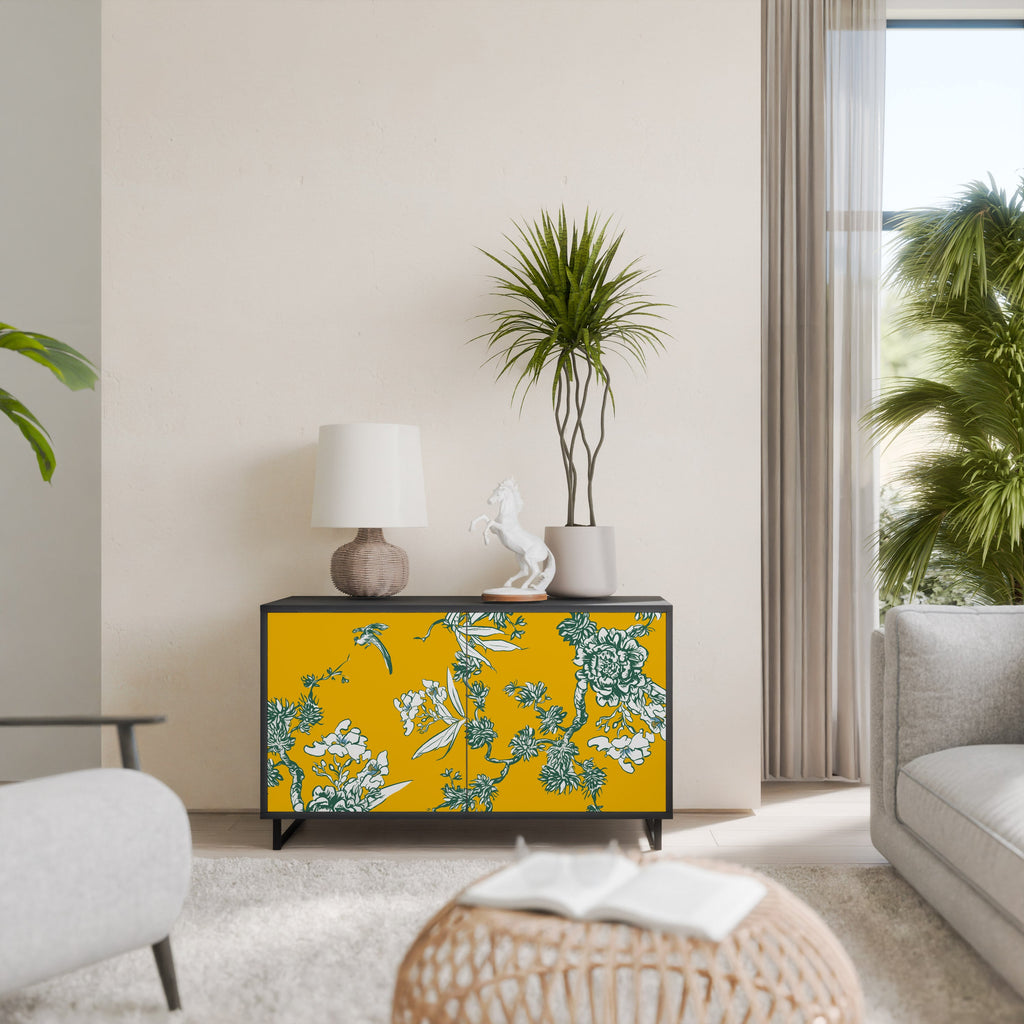 Buffet 2 portes YELLOW CHINOISERIE en finition noire
