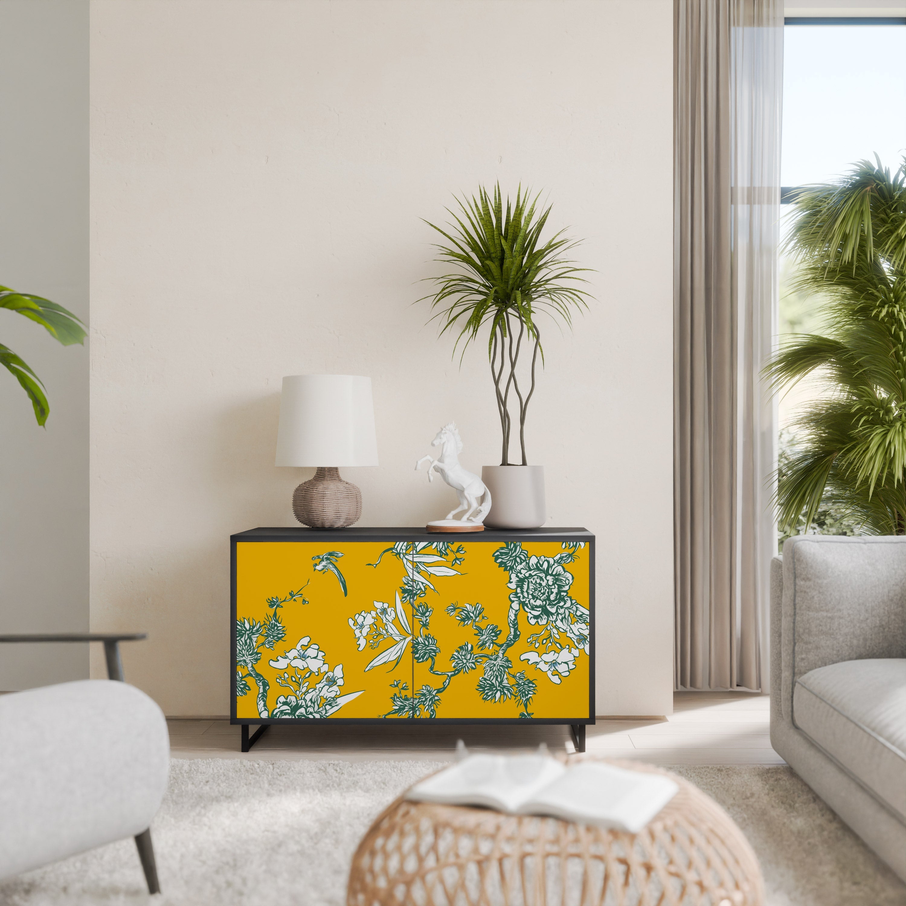 Buffet 2 portes YELLOW CHINOISERIE en finition noire