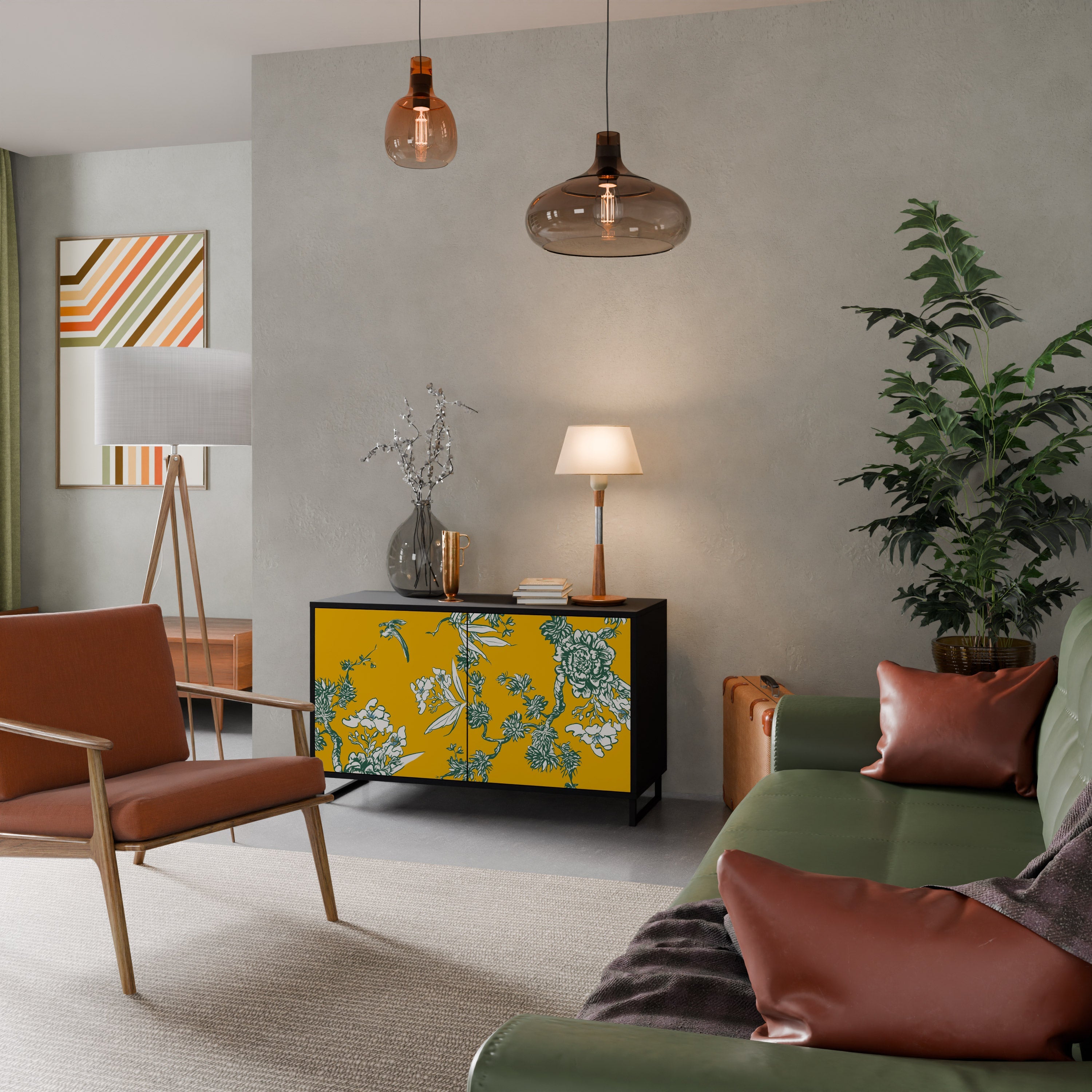 Buffet 2 portes YELLOW CHINOISERIE en finition noire