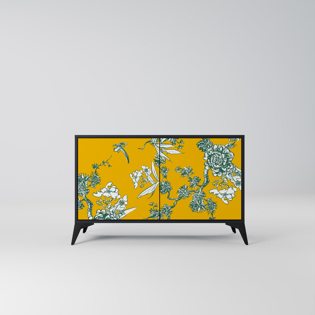 Buffet 2 portes YELLOW CHINOISERIE en finition noire