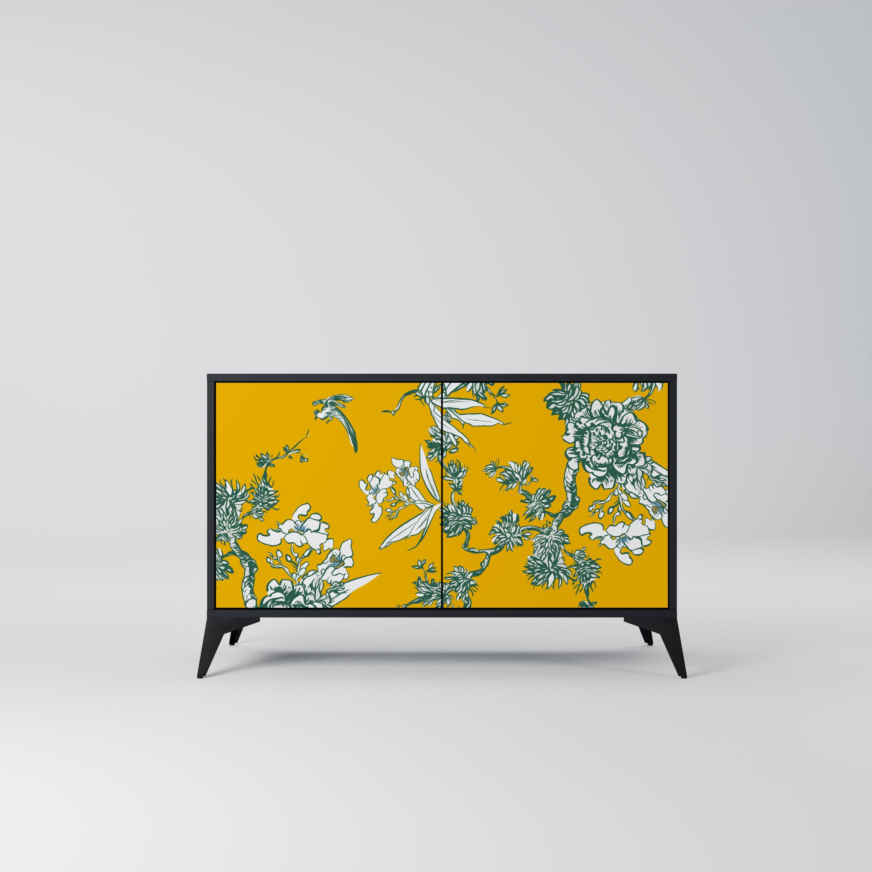 Buffet 2 portes YELLOW CHINOISERIE en finition noire