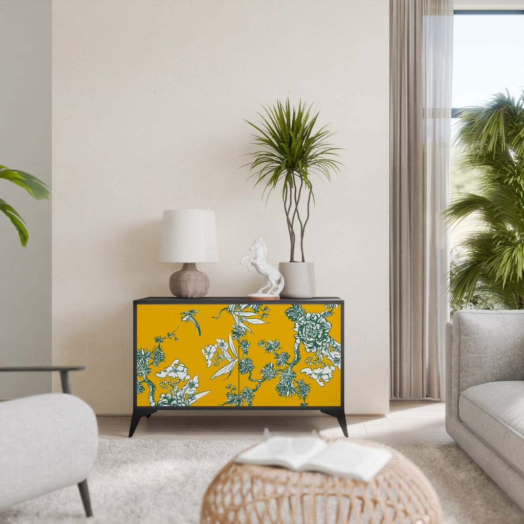 Buffet 2 portes YELLOW CHINOISERIE en finition noire