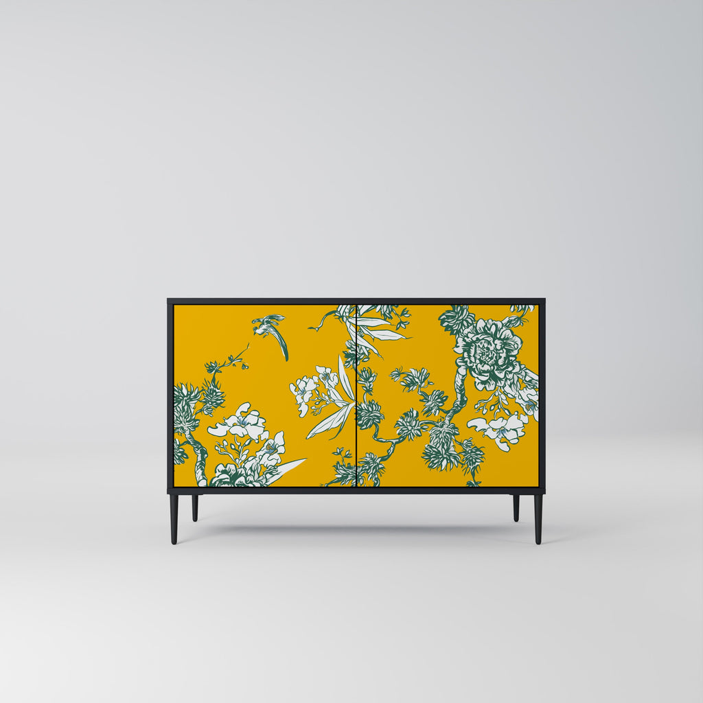 Buffet 2 portes YELLOW CHINOISERIE en finition noire