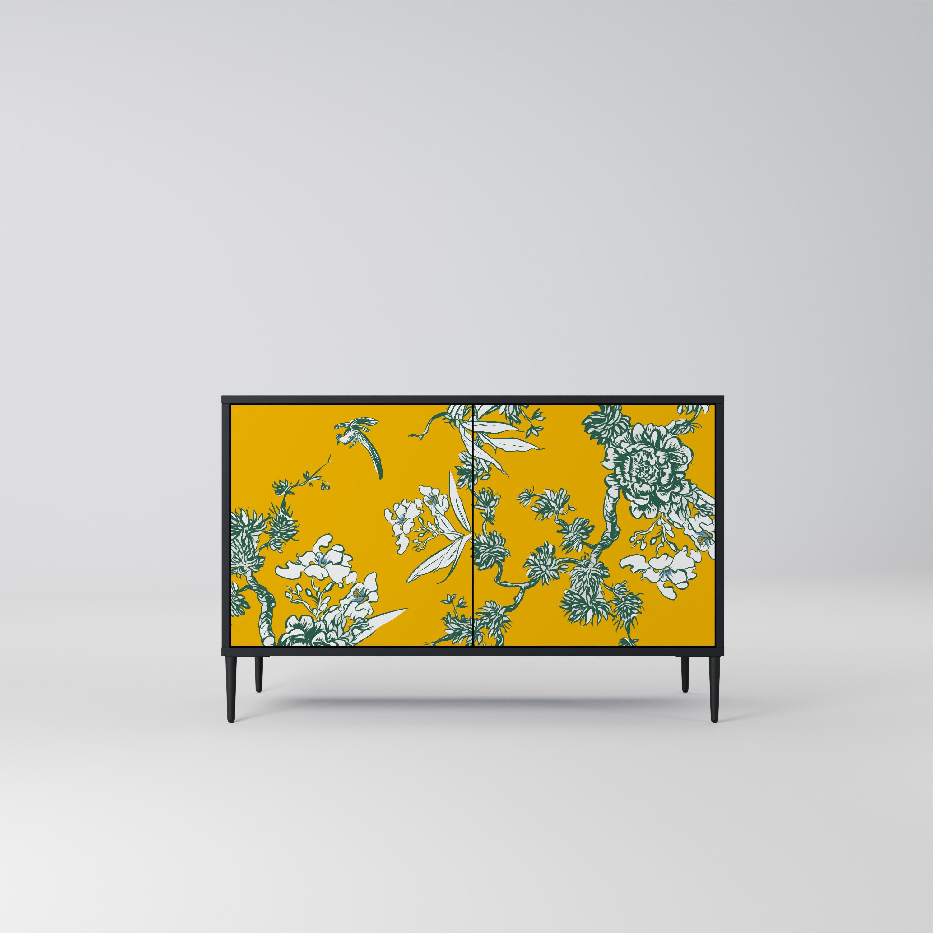 Buffet 2 portes YELLOW CHINOISERIE en finition noire