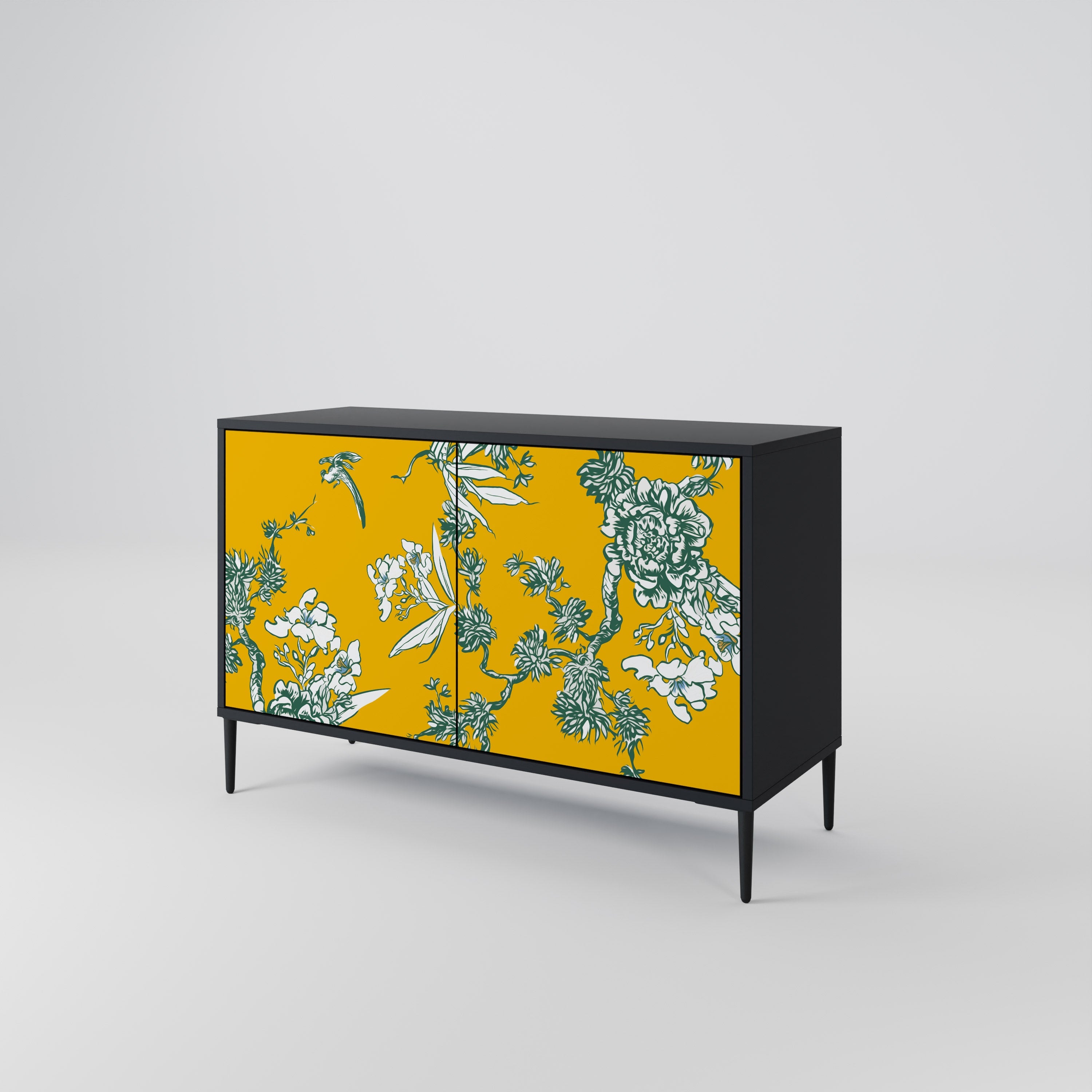 Buffet 2 portes YELLOW CHINOISERIE en finition noire