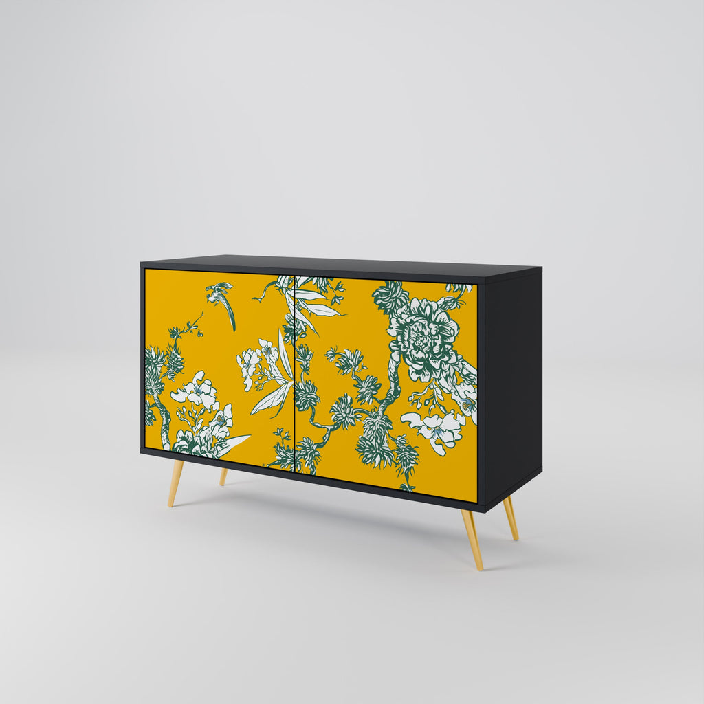Buffet 2 portes YELLOW CHINOISERIE en finition noire