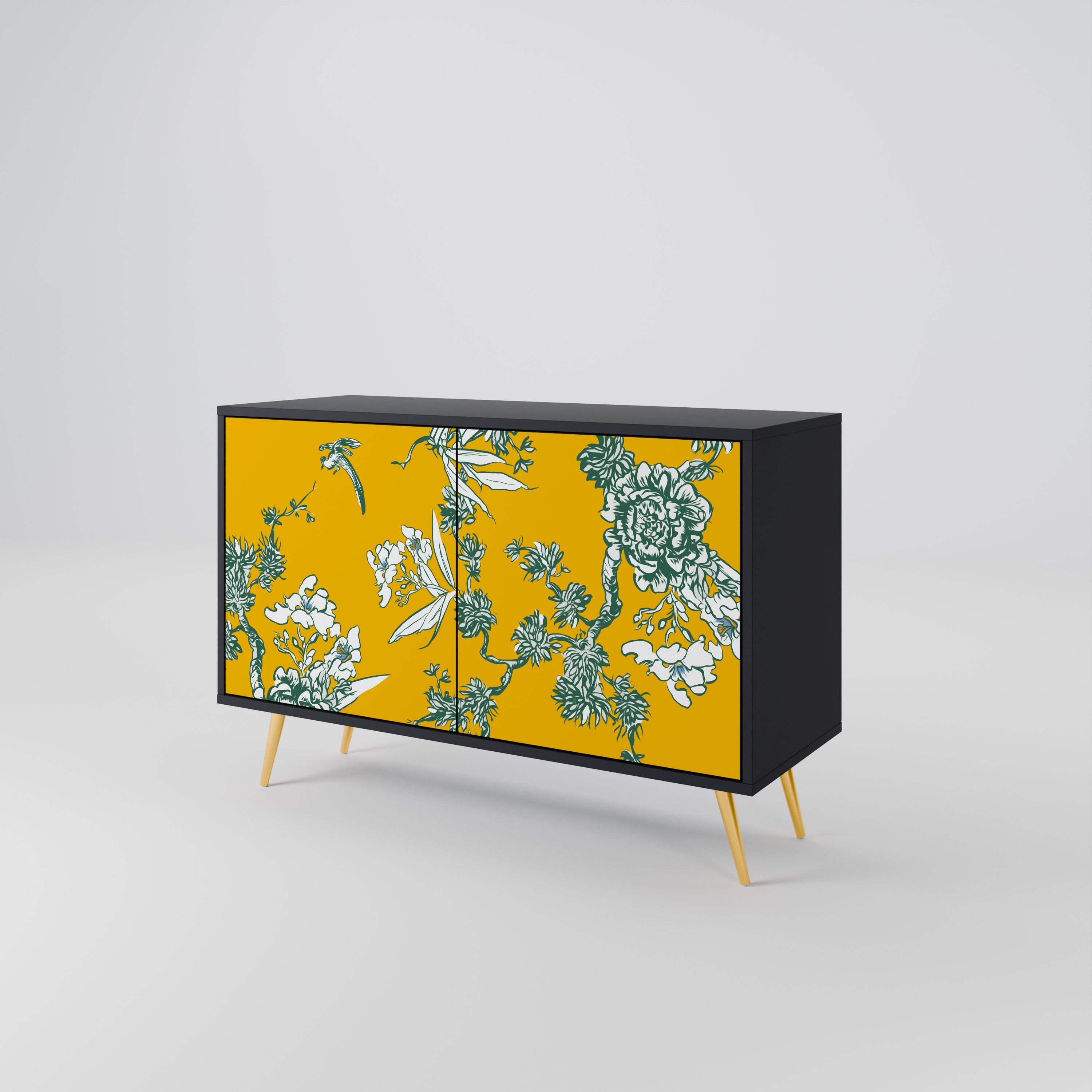 Buffet 2 portes YELLOW CHINOISERIE en finition noire
