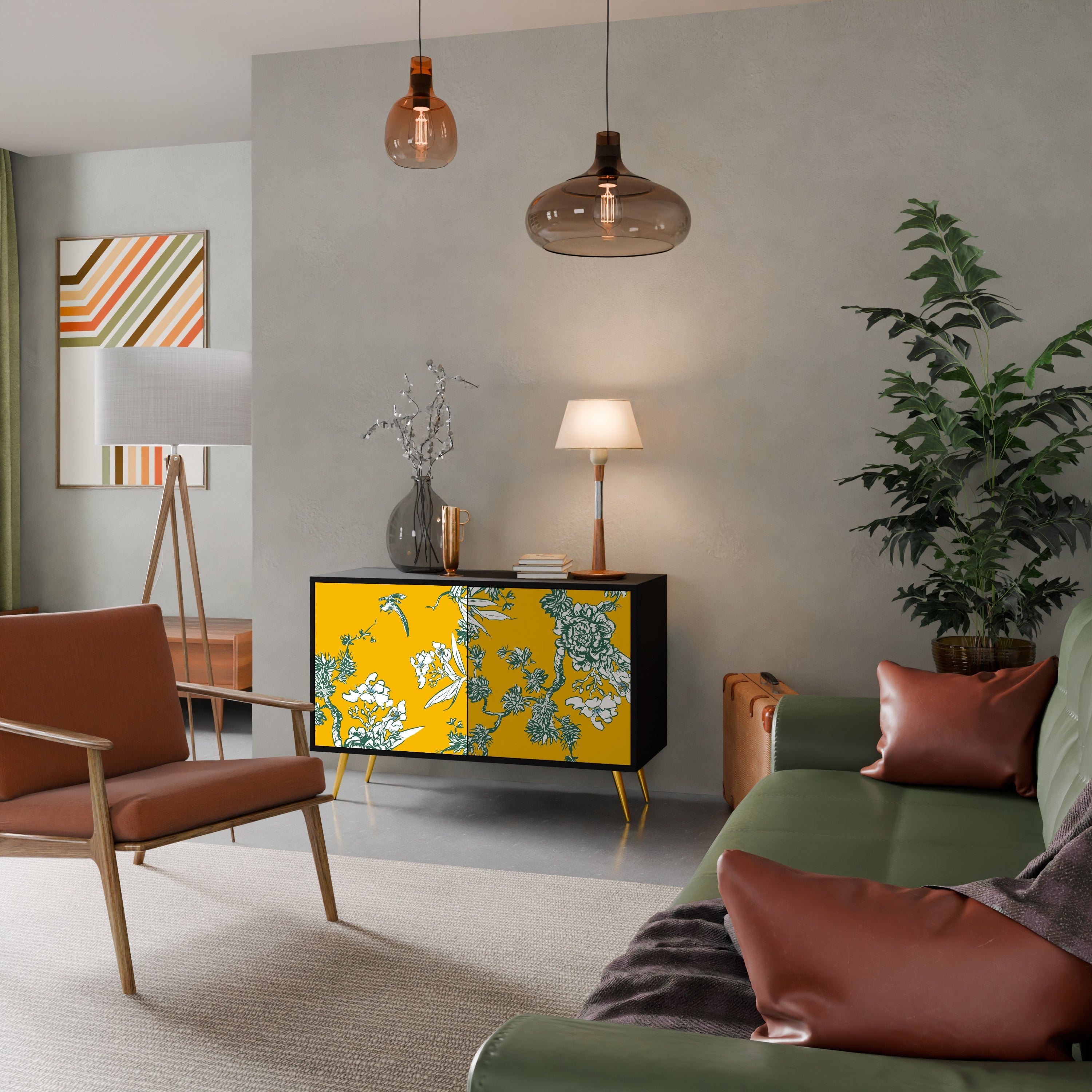 Buffet 2 portes YELLOW CHINOISERIE en finition noire