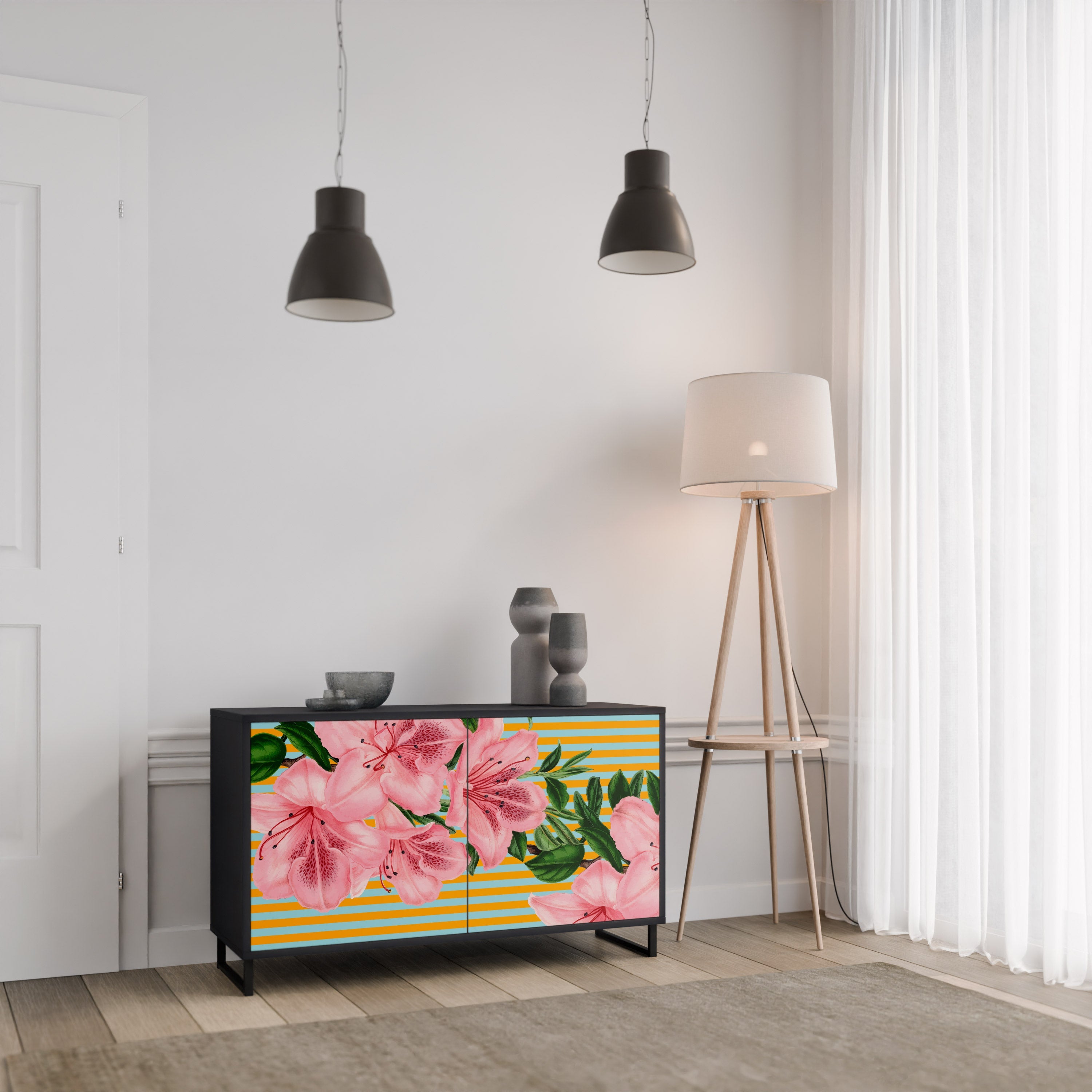 Buffet 2 portes FRAGILE BEAUTY en finition noire