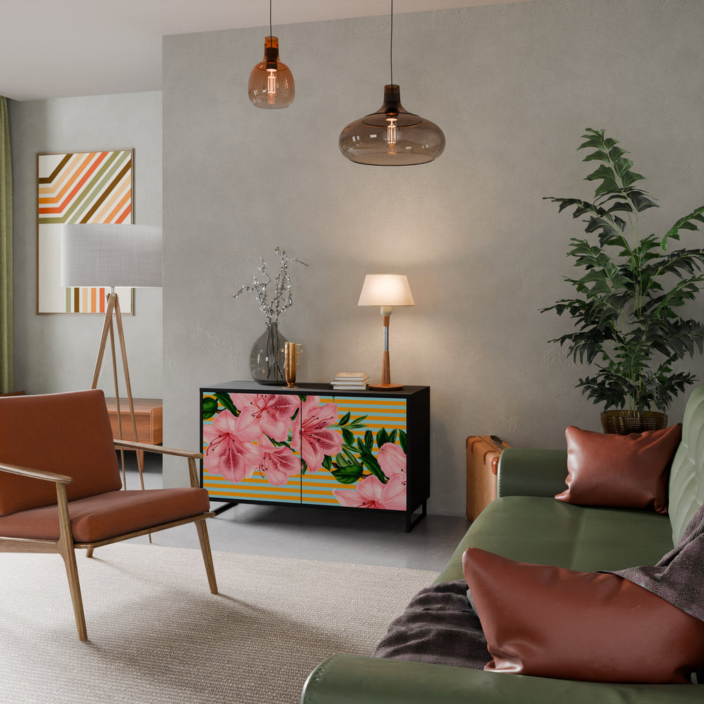 Buffet 2 portes FRAGILE BEAUTY en finition noire