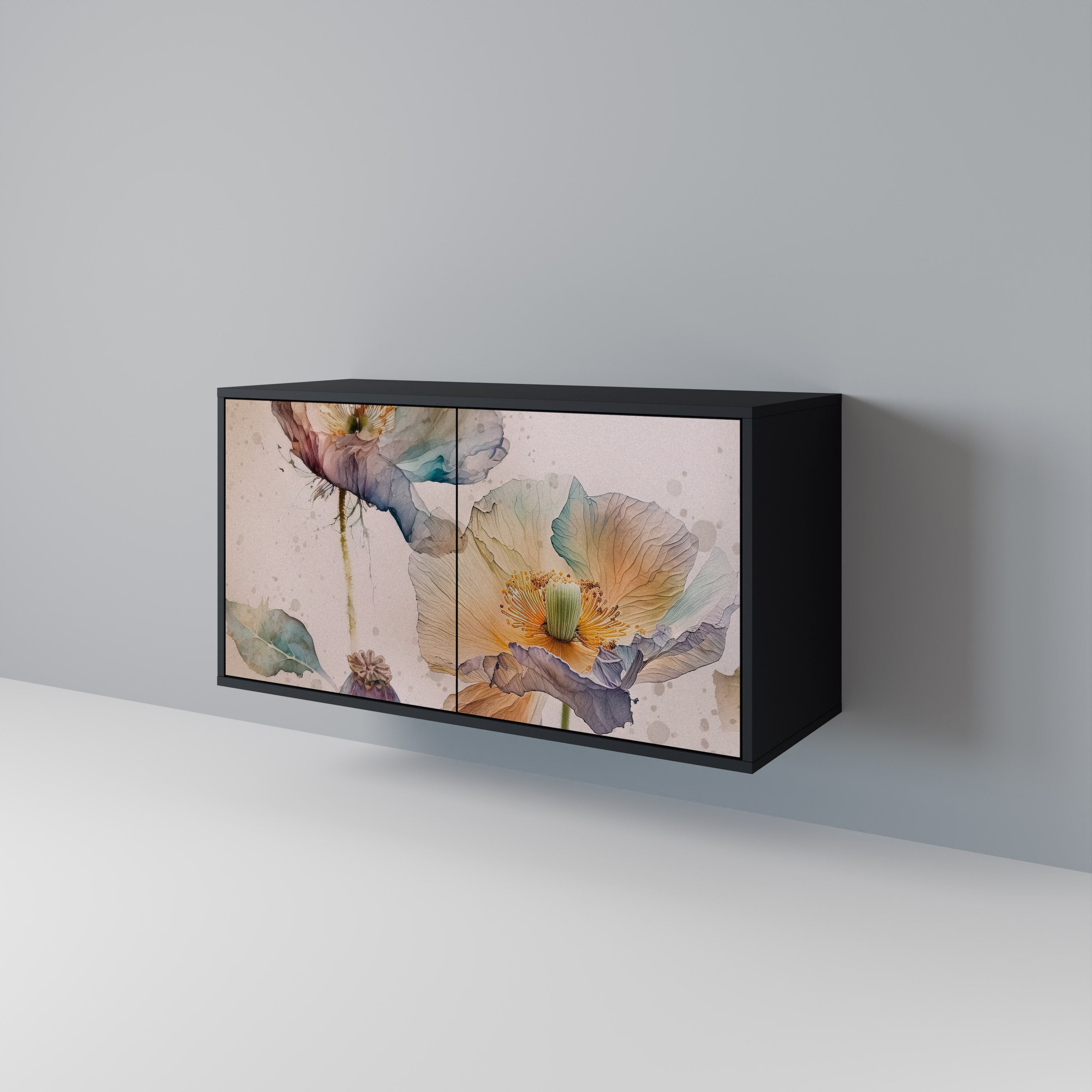 Buffet 2 portes SOFTEN POPPY finition noire