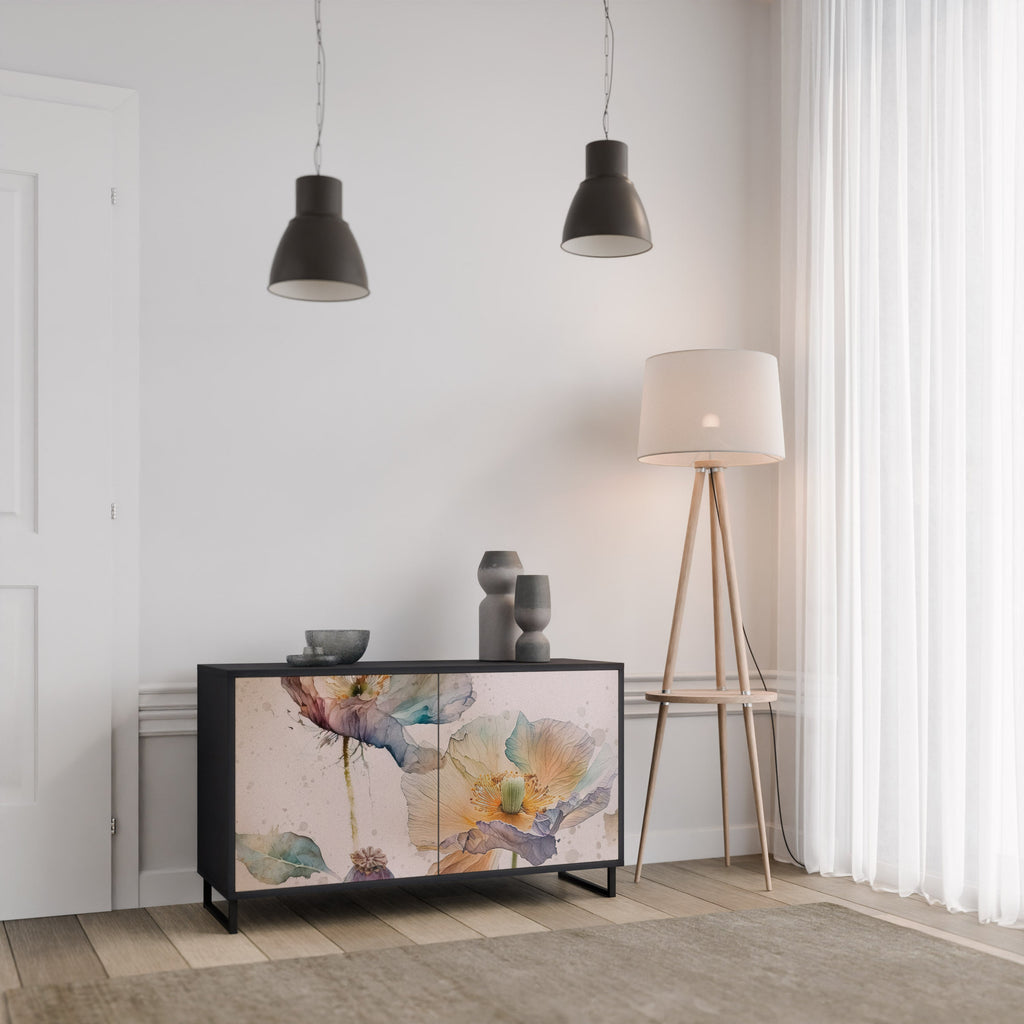 Buffet 2 portes SOFTEN POPPY finition noire