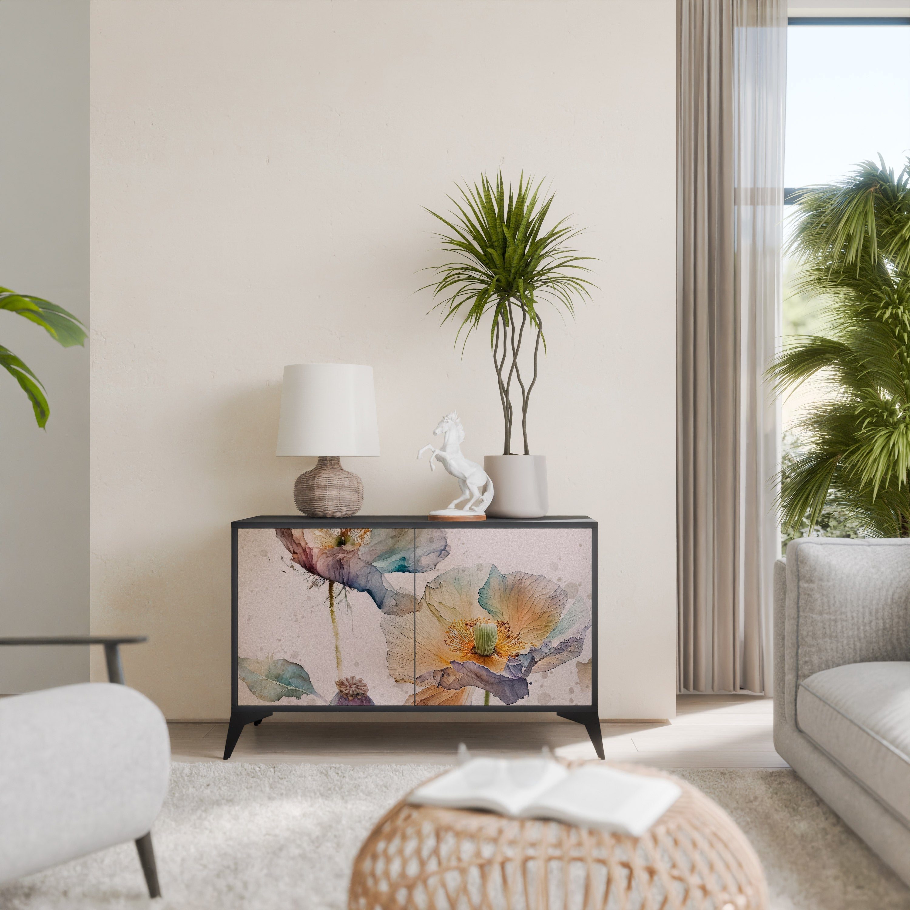 Buffet 2 portes SOFTEN POPPY finition noire