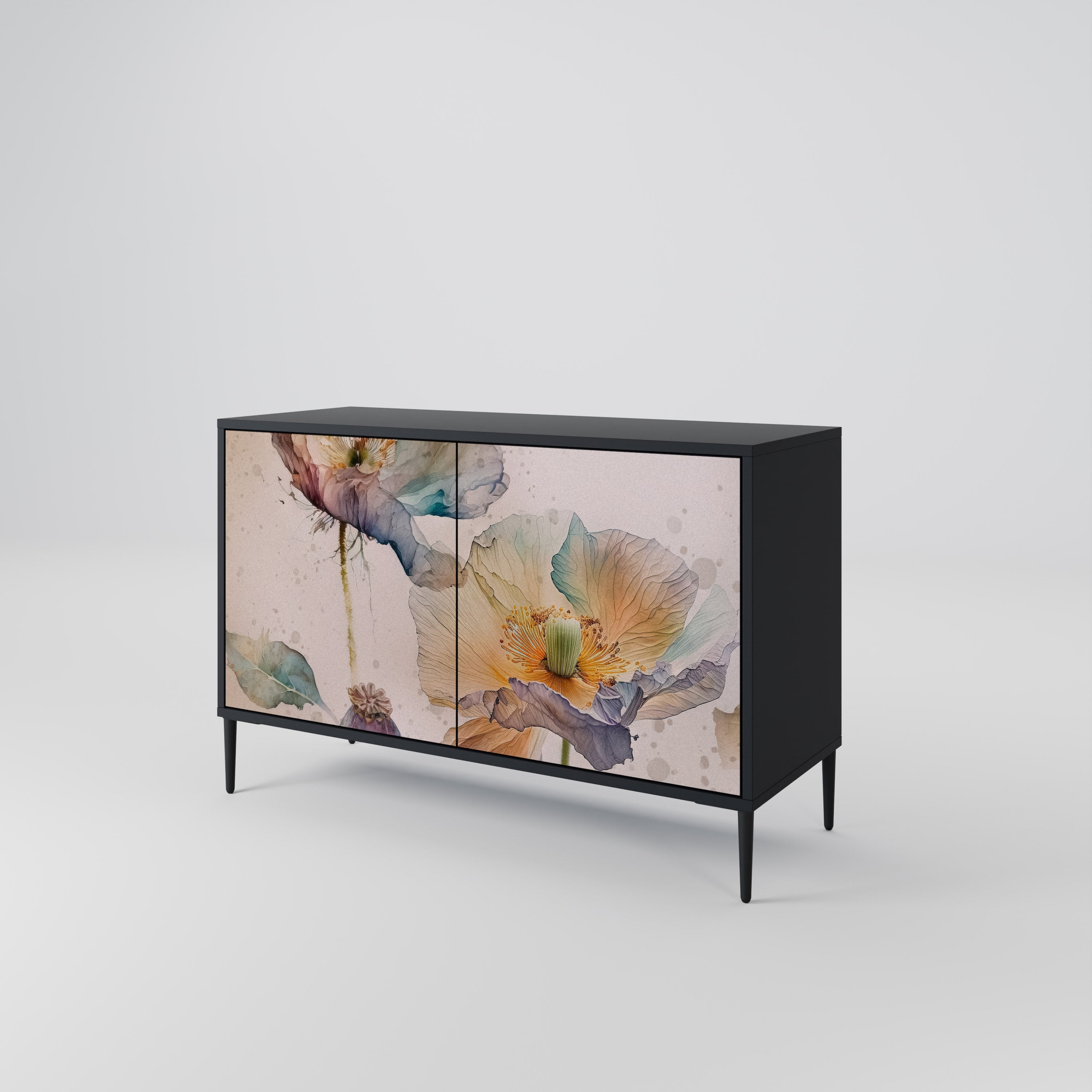 Buffet 2 portes SOFTEN POPPY finition noire