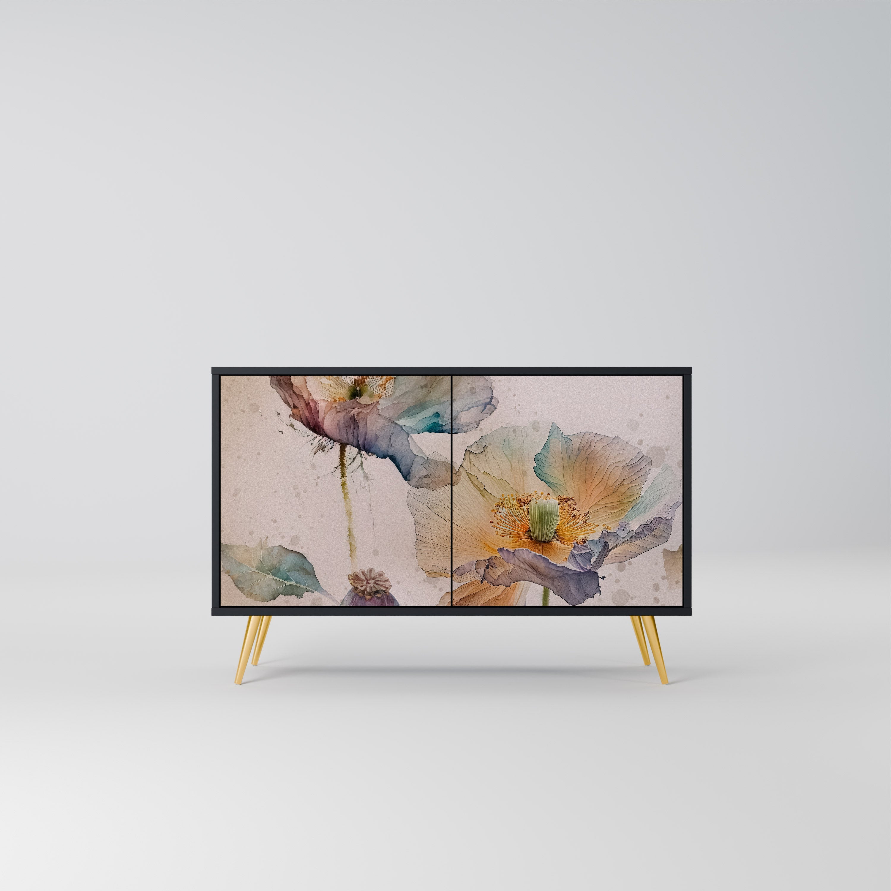 Buffet 2 portes SOFTEN POPPY finition noire